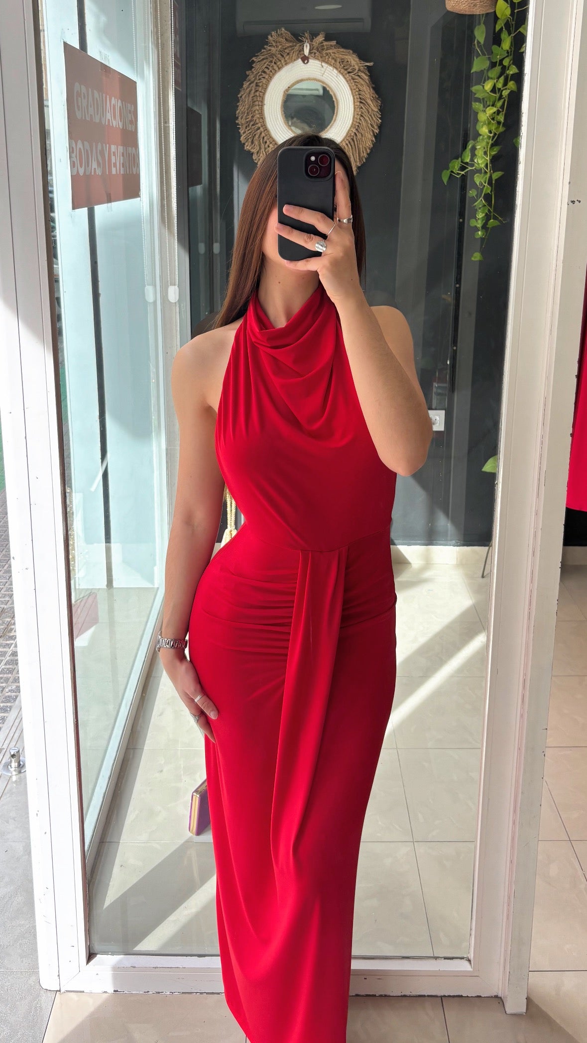 Vestido Halter Drapeado Espalda