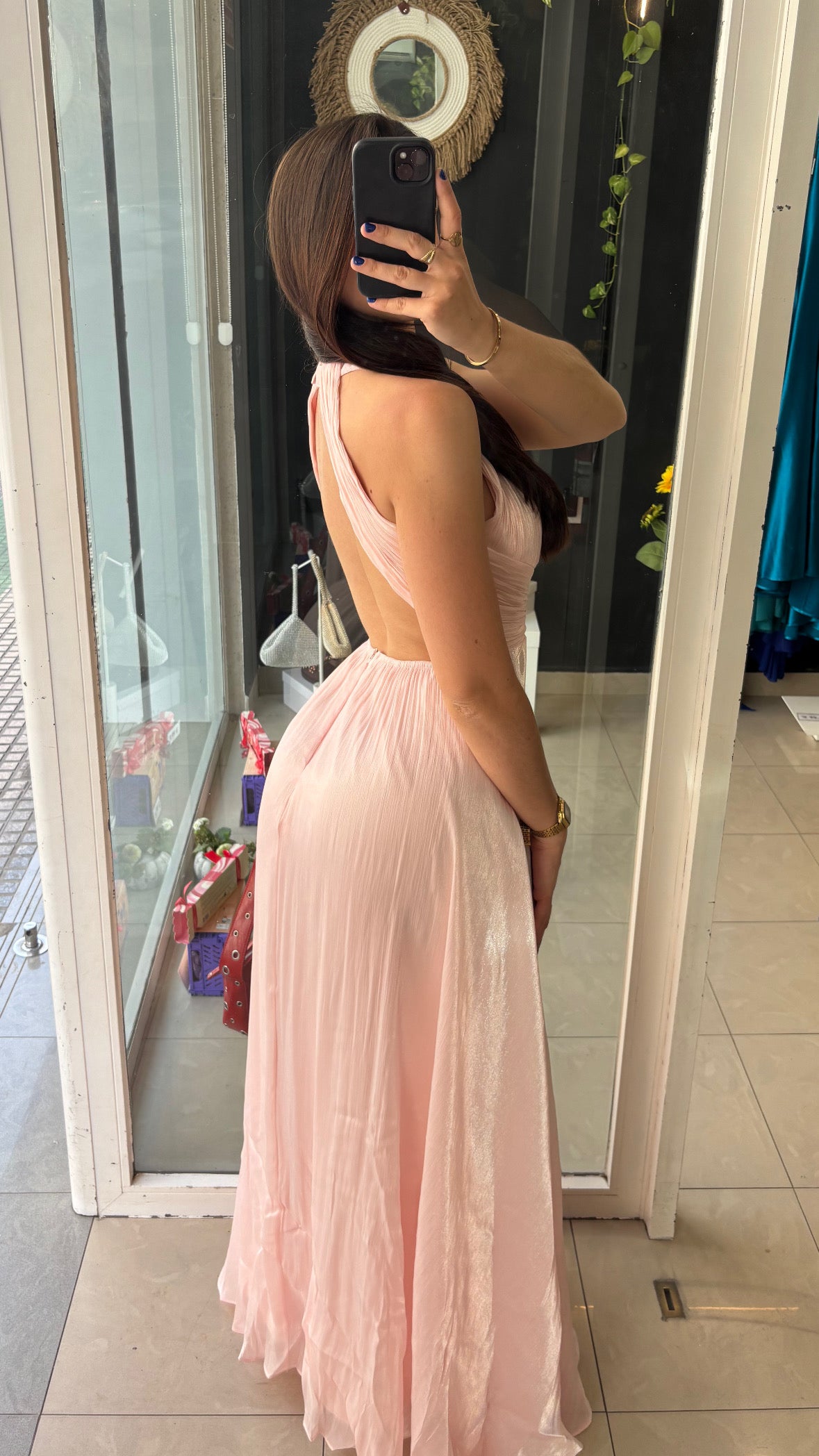 Vestido Brillo Vuelo Halter