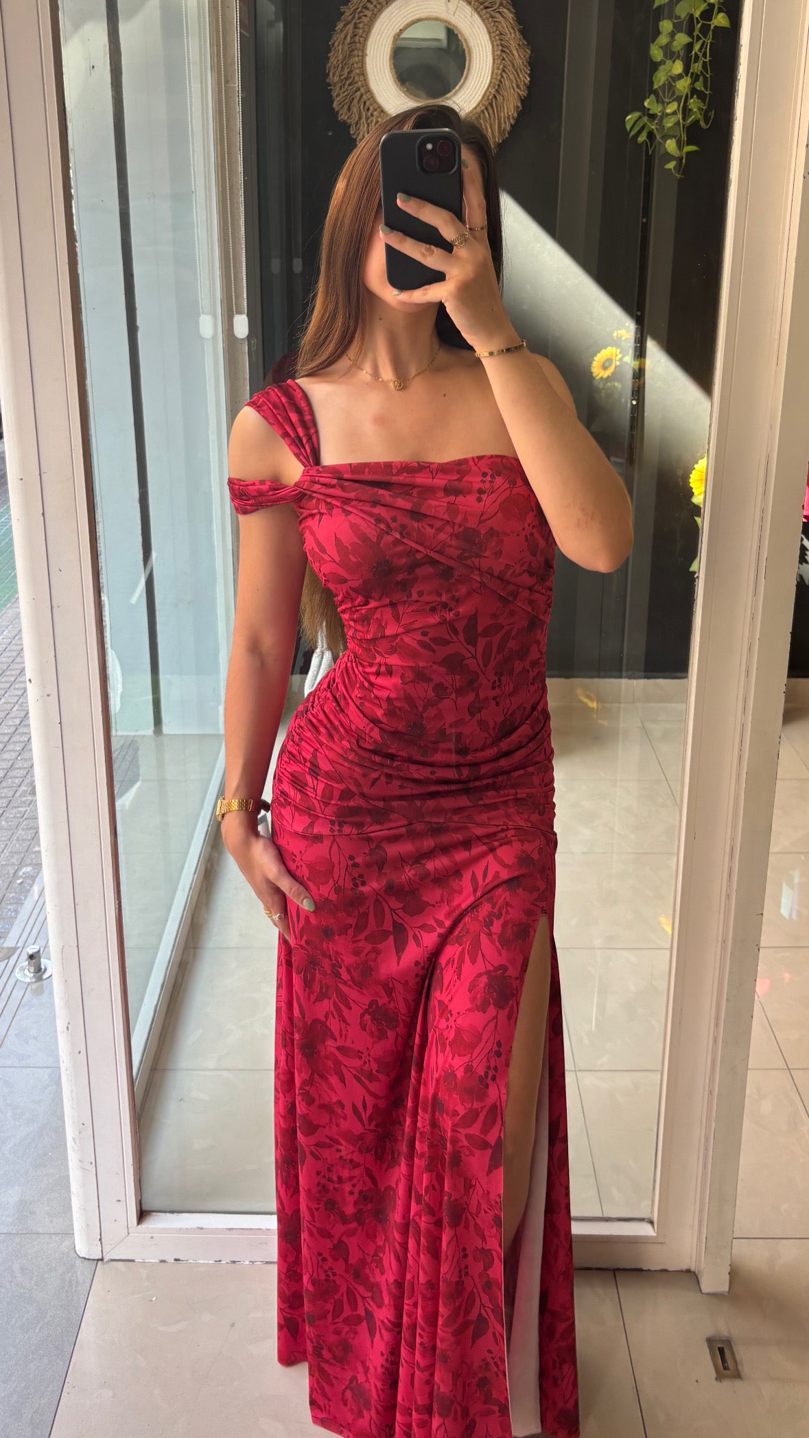 Vestido Drapeado Vuelo Asimétrico Estampado