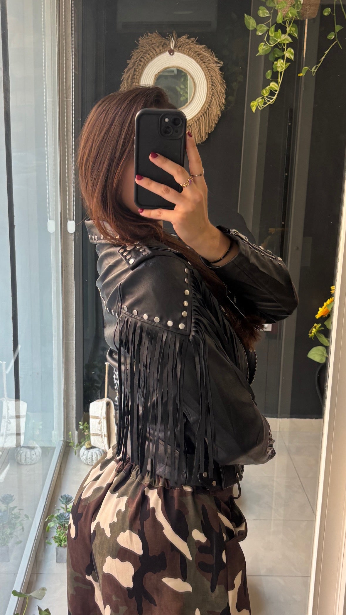 Chaqueta Flecos Tachuelas