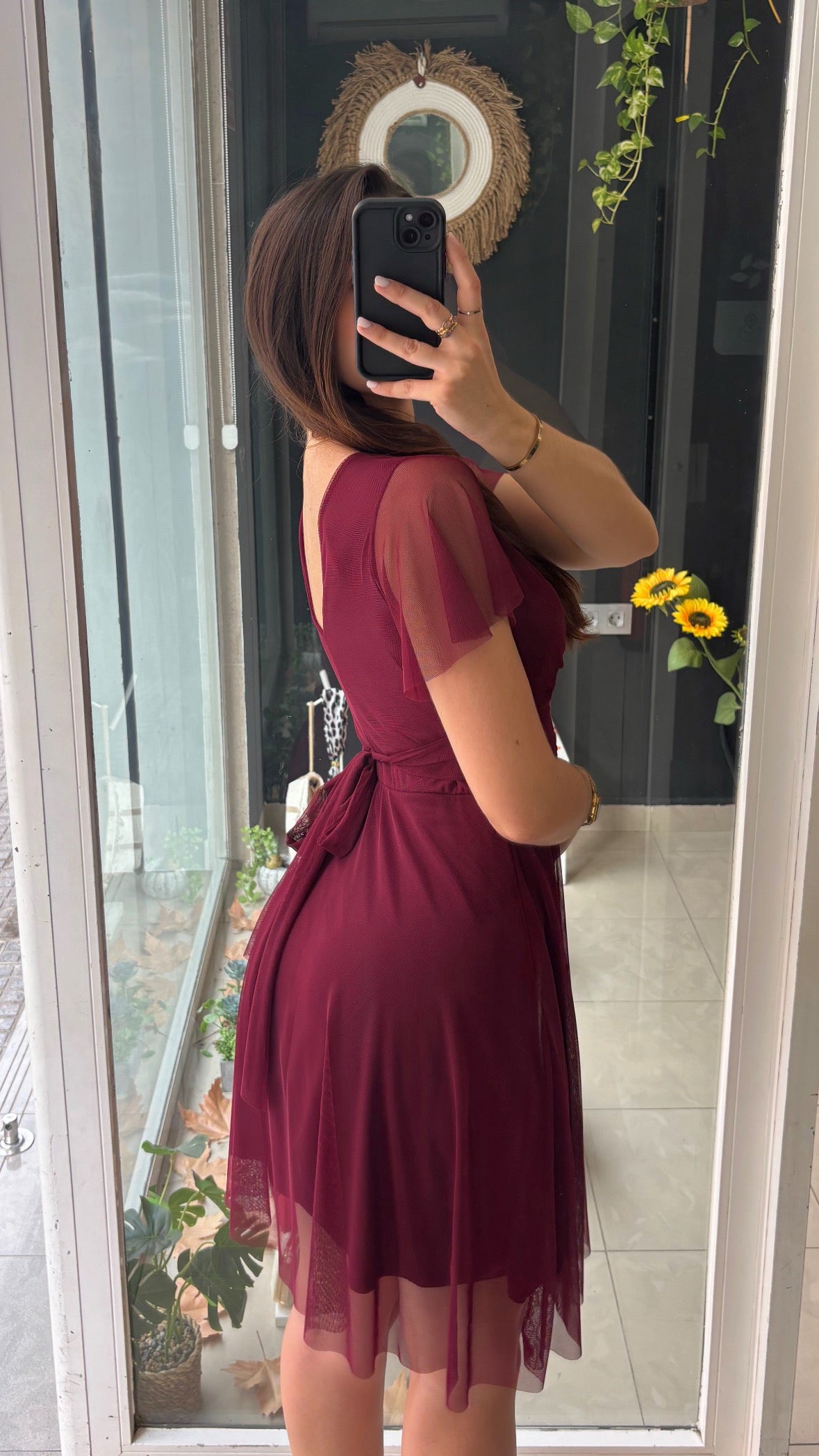 Vestido Corto Gasa Mangas