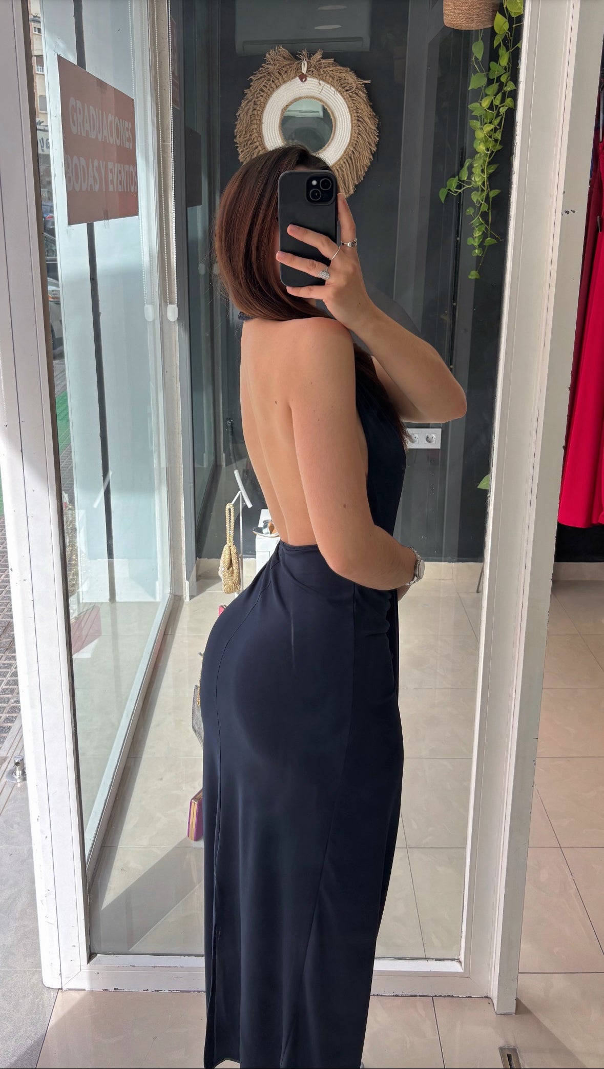 Vestido Espalda Escote Cascada