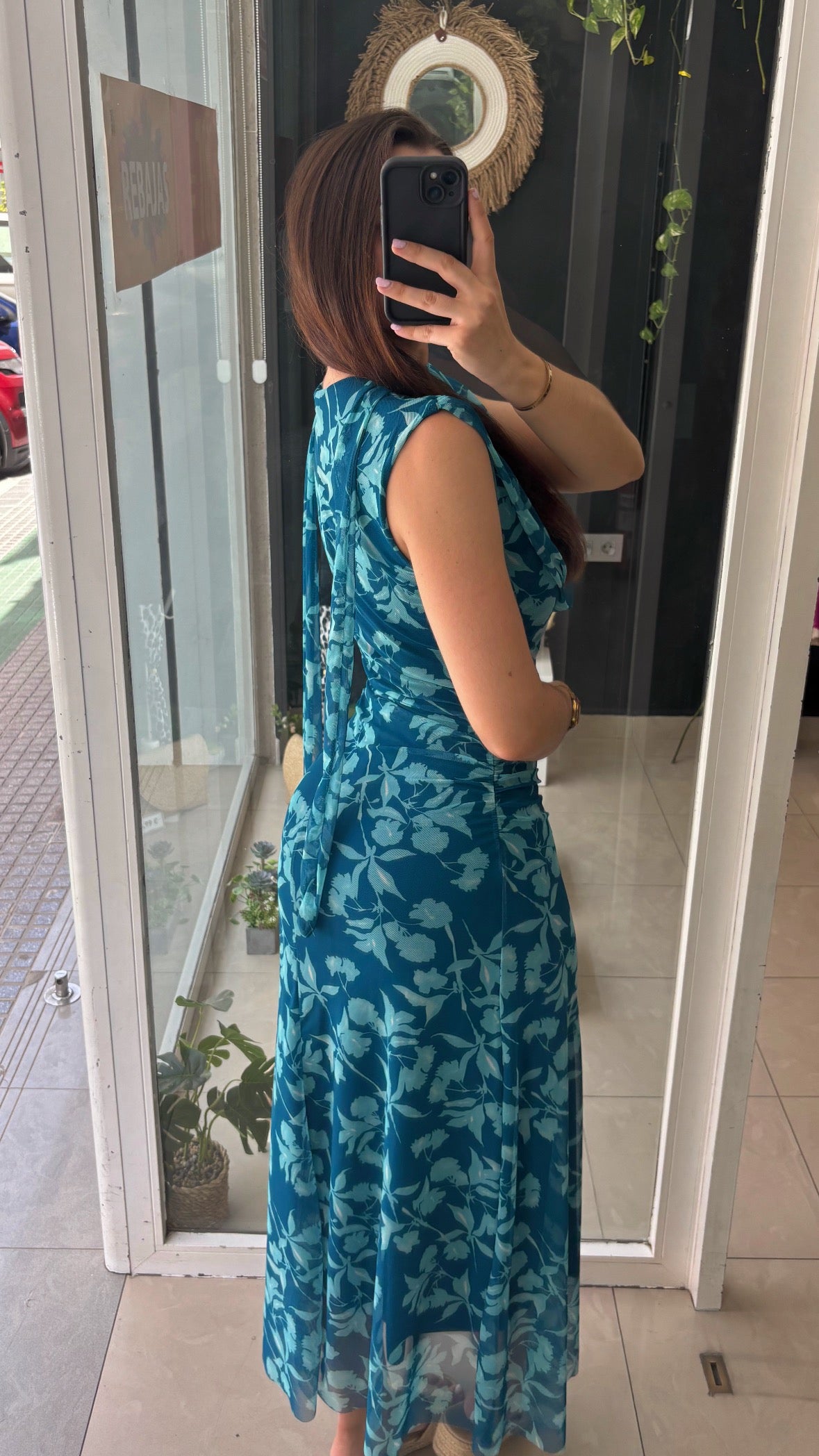 Vestido Gasa Flores Choker