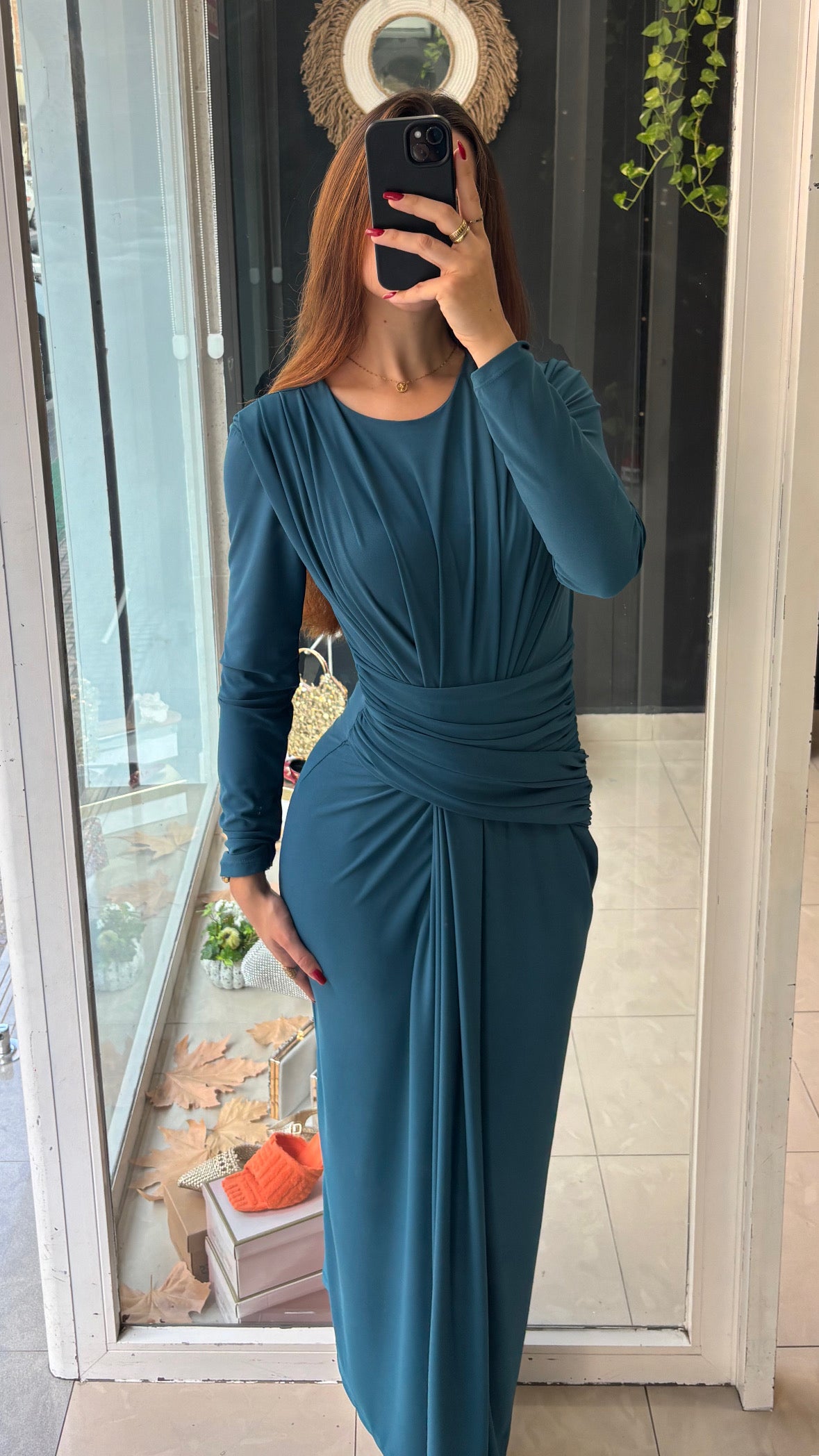 Vestido Drapeados Mangas