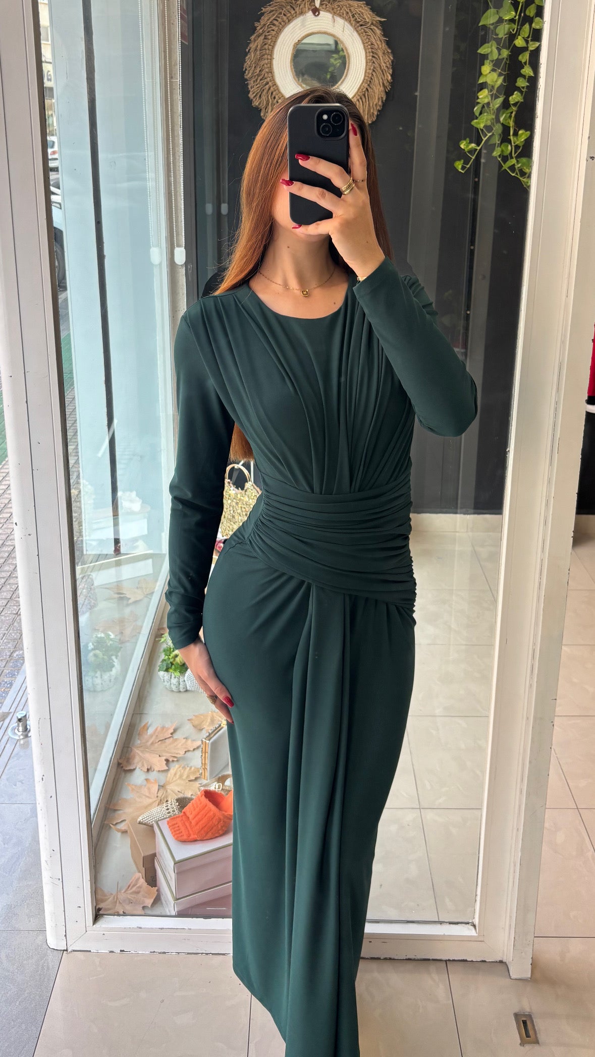 Vestido Drapeados Mangas