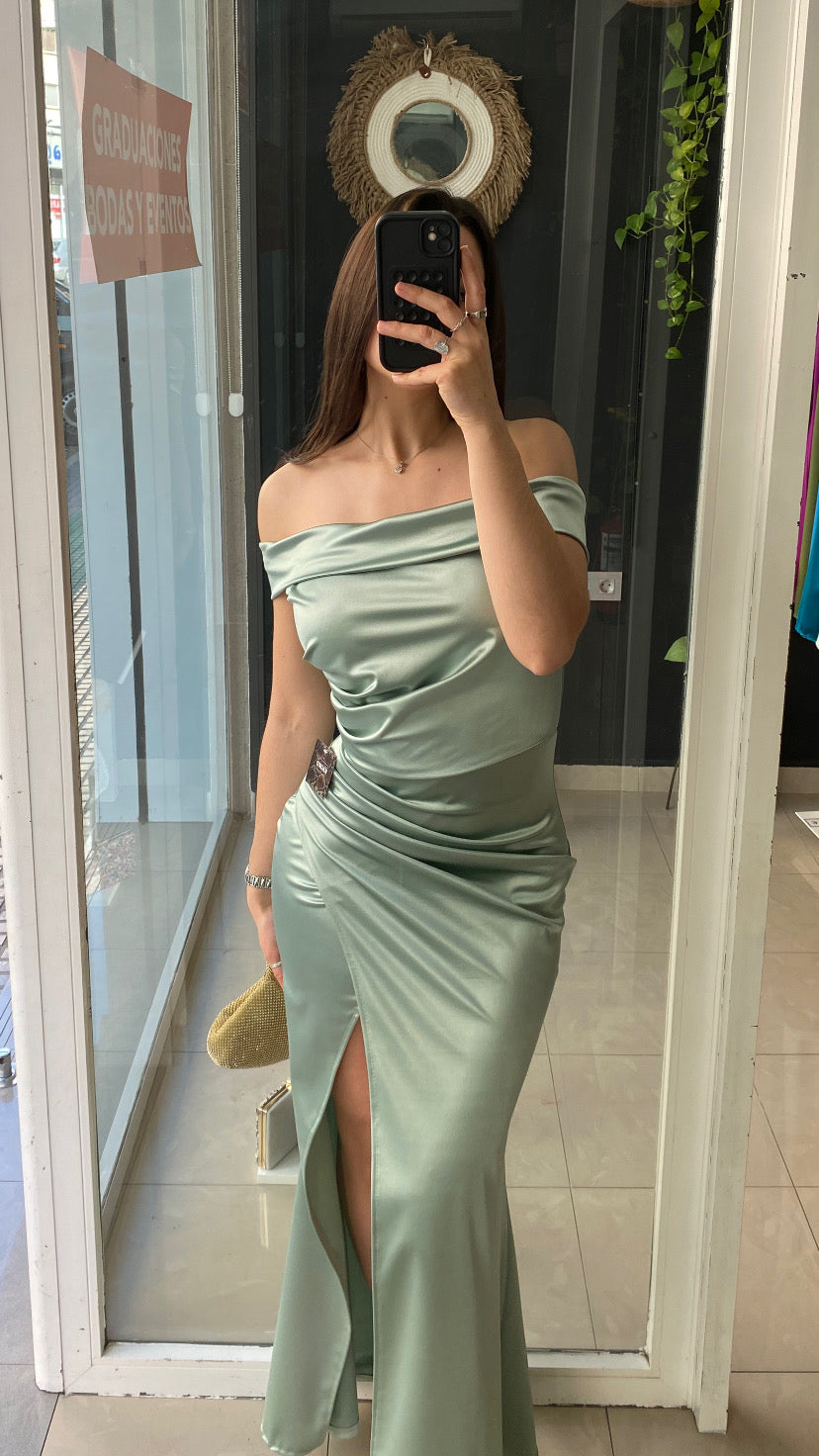 Vestido Palabra Honor Satinado