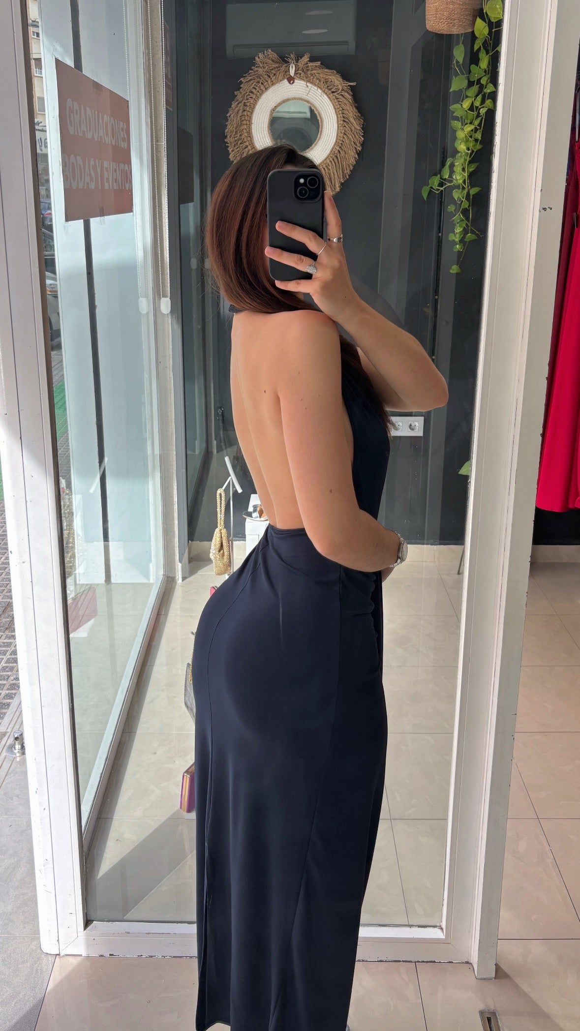 Vestido Halter Drapeado Espalda