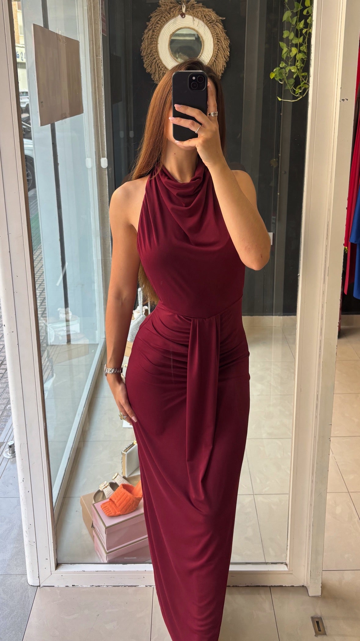 Vestido Espalda Escote Cascada