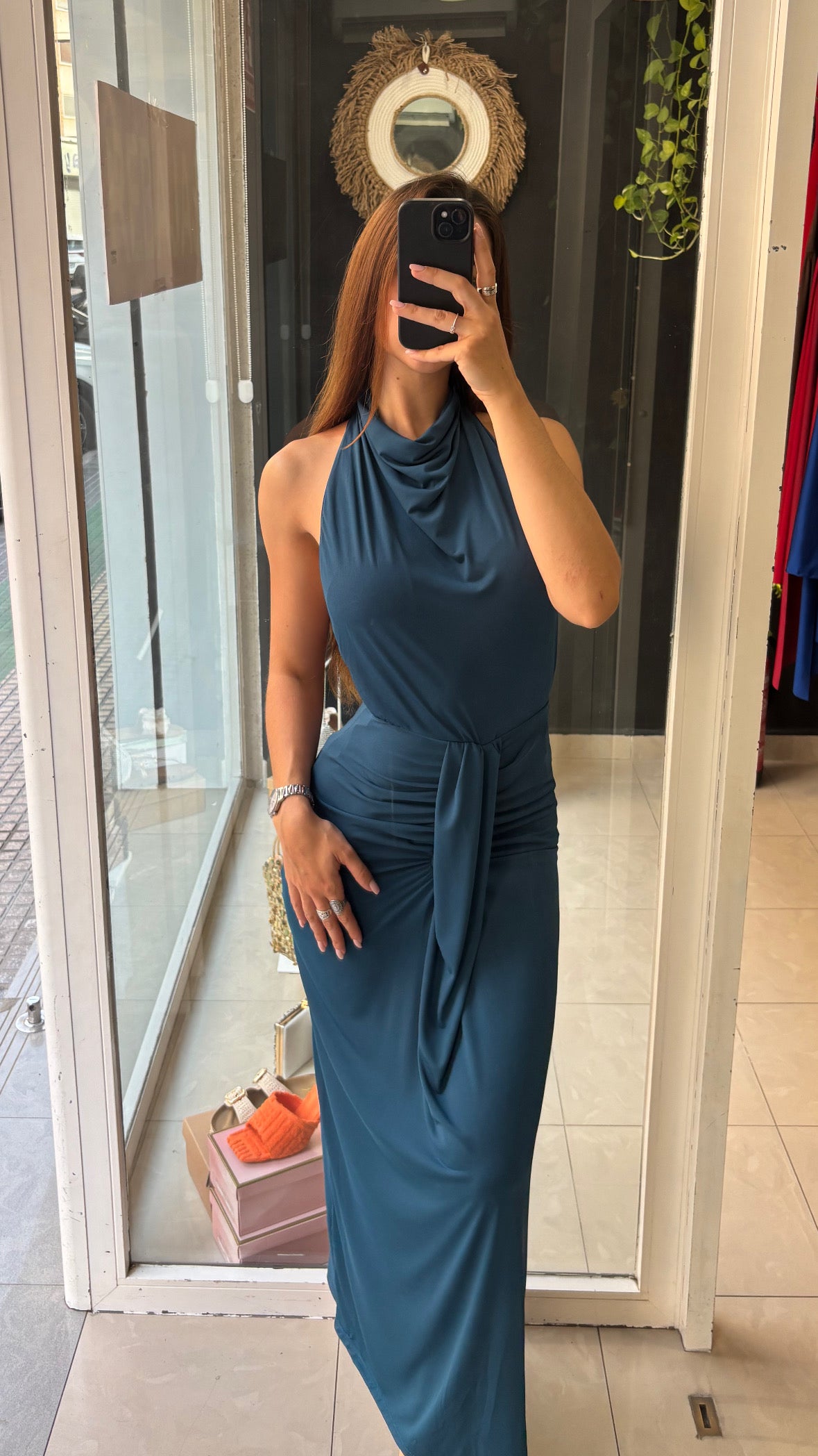 Vestido Espalda Escote Cascada