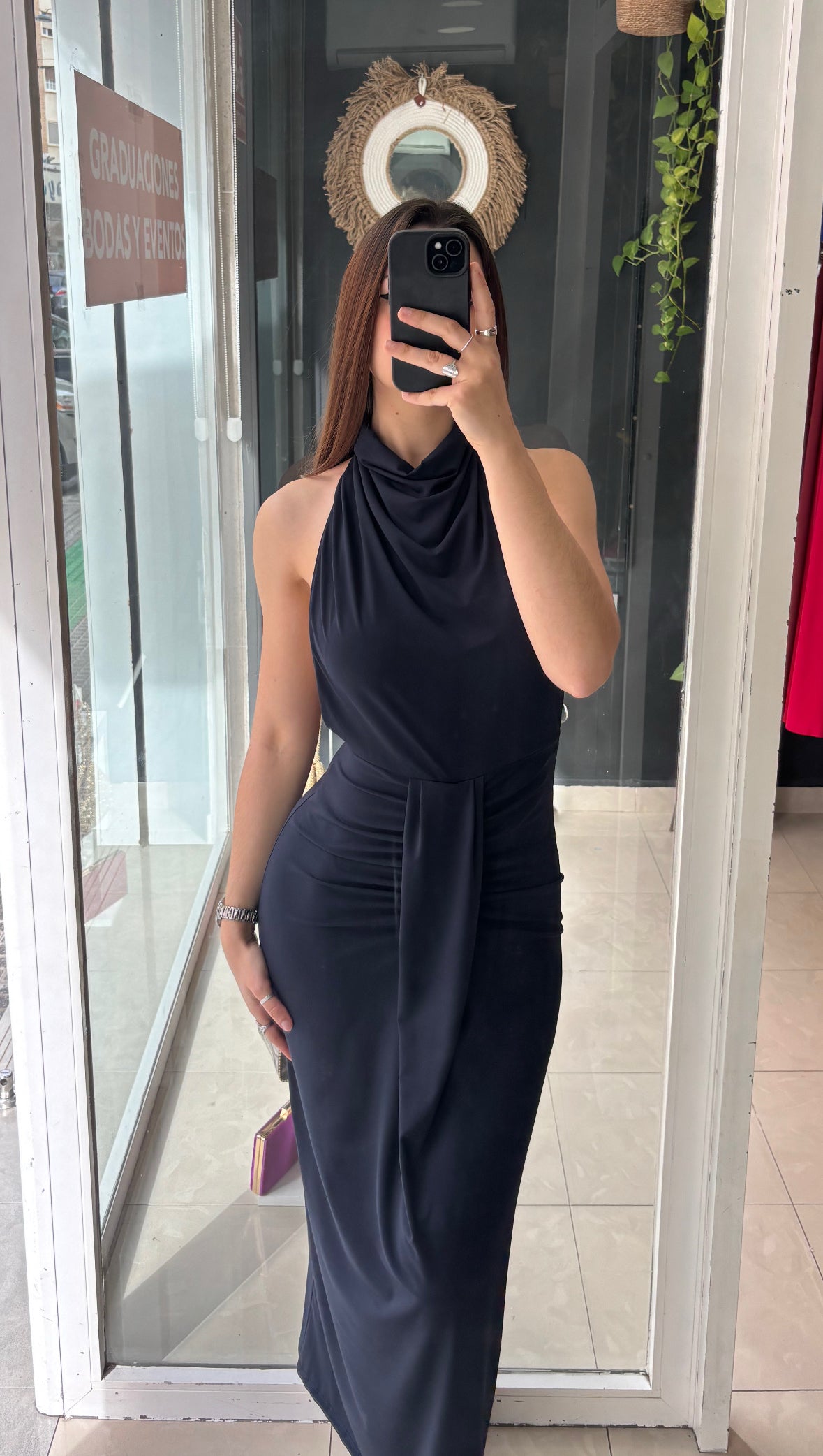 Vestido Espalda Escote Cascada