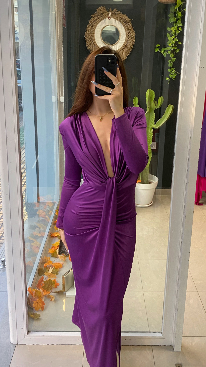 Vestido Midi Hombreras Escote