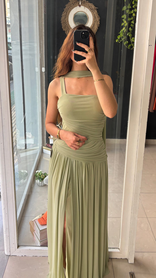 Vestido Drapeado Asimétrico