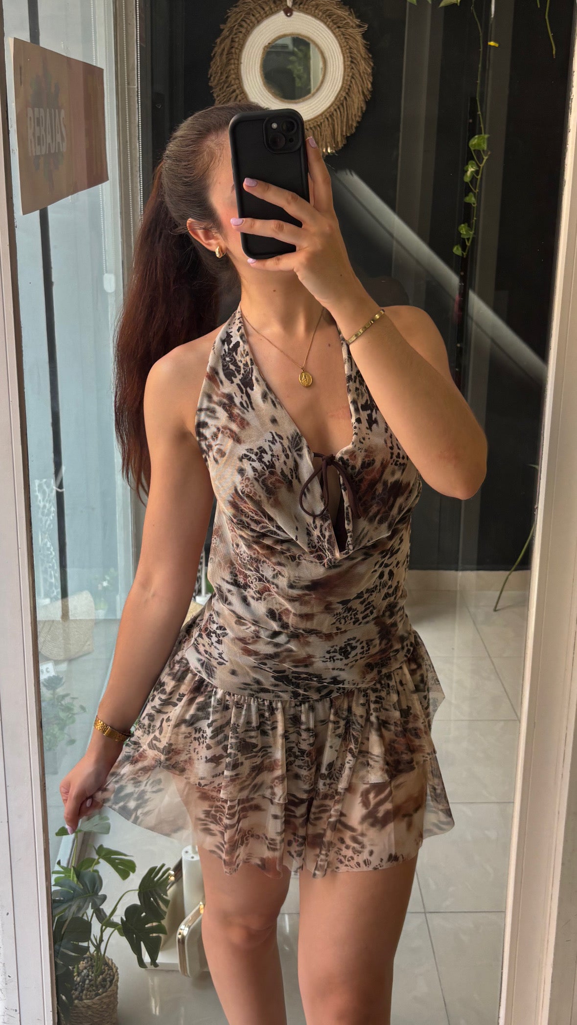 Vestido Estampado Falda Volantes