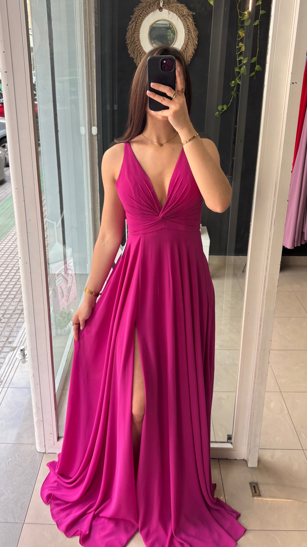 Vestido Gasa Nudo Escote