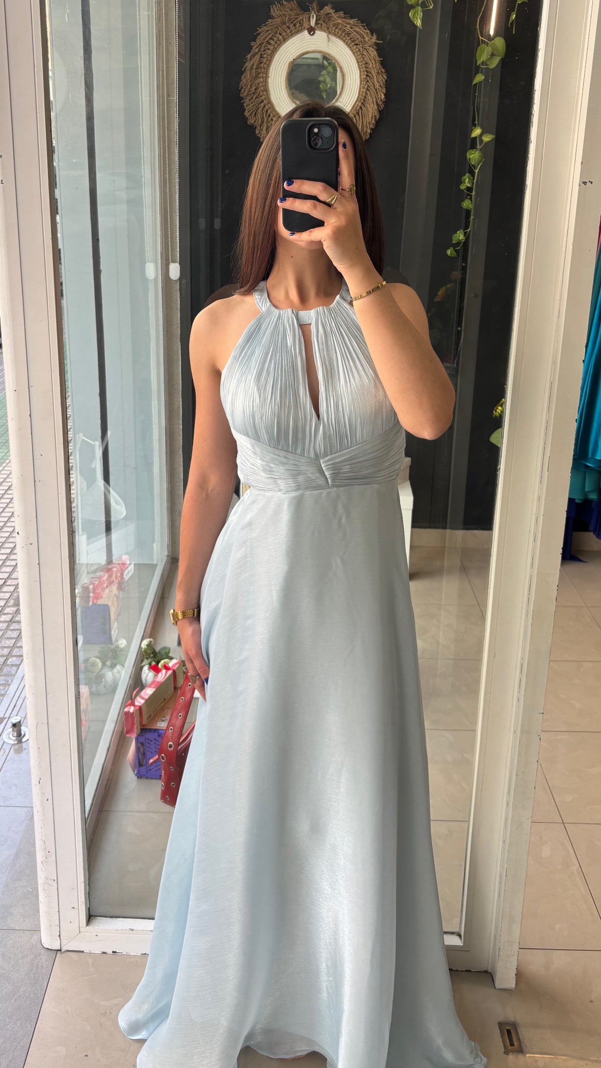 Vestido Brillo Vuelo Halter