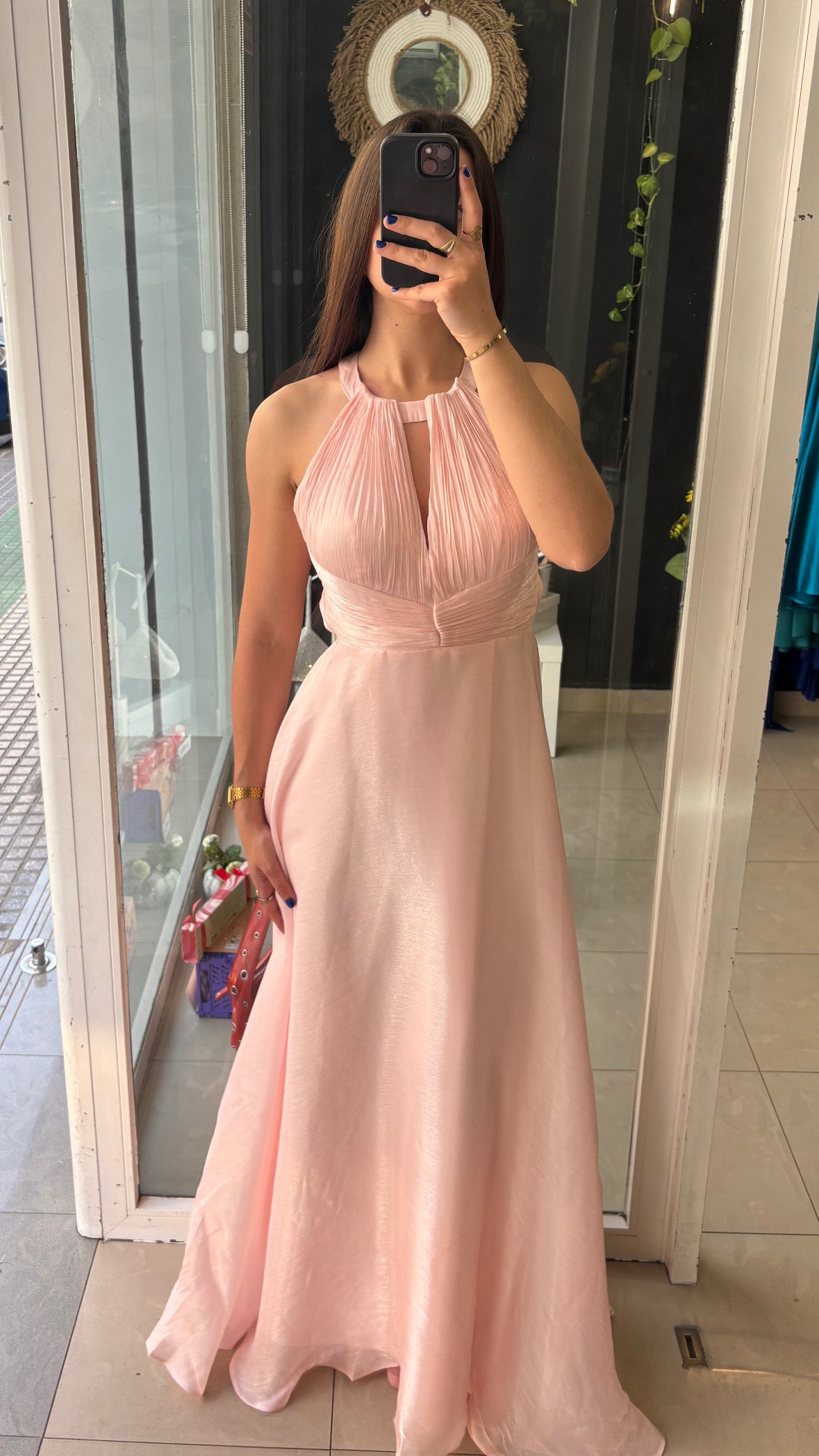 Vestido Brillo Vuelo Halter