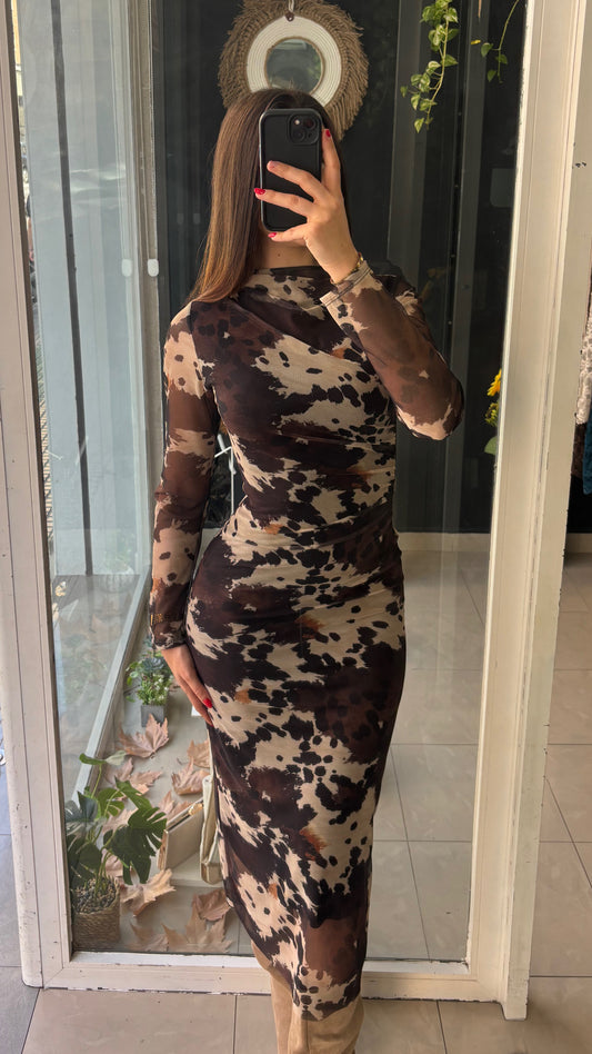Vestido Estampado Drapeado