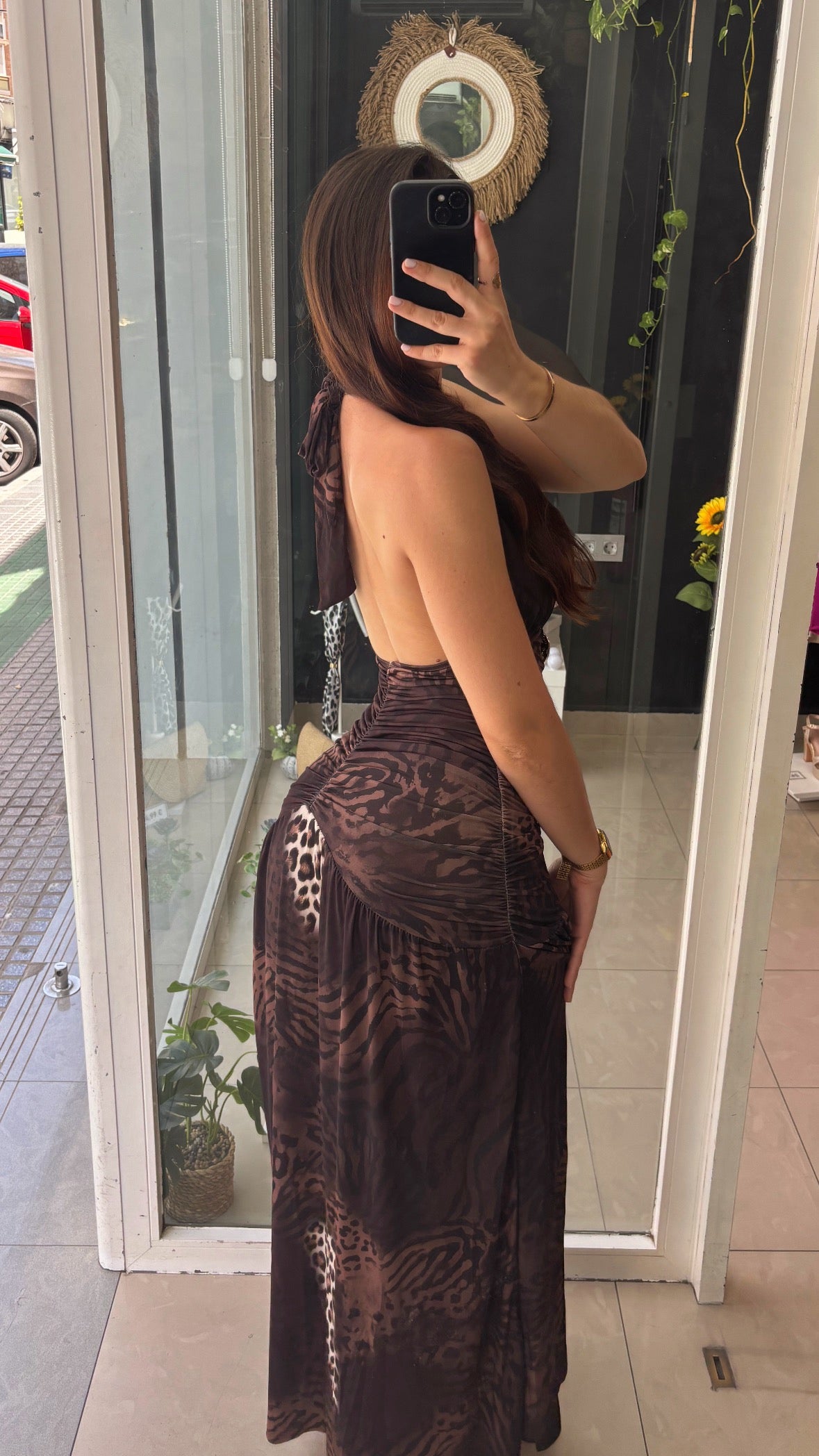 Vestido Halter Hebilla Estampado
