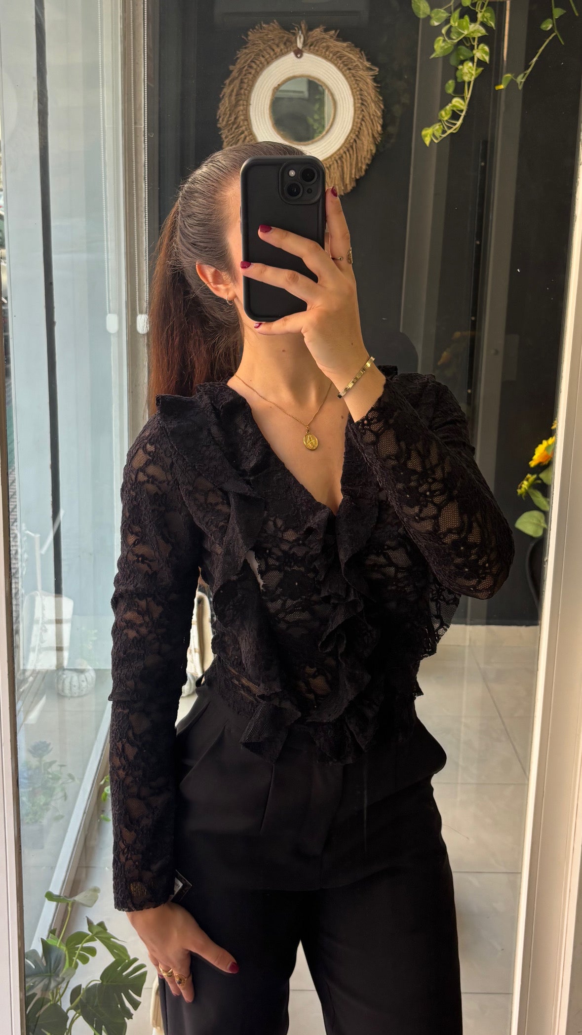 Blusa Encaje Terciopelo