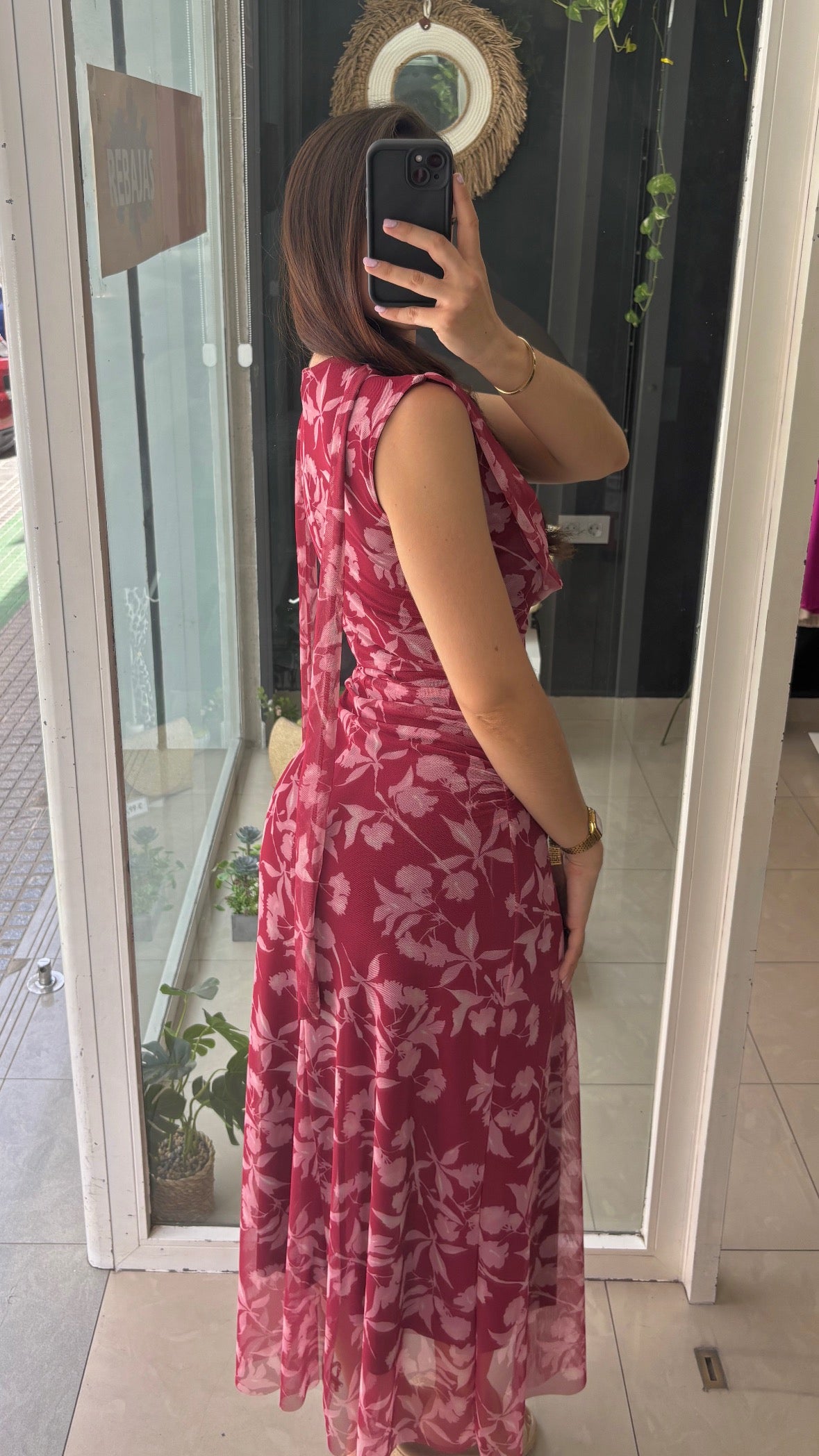 Vestido Gasa Flores Choker