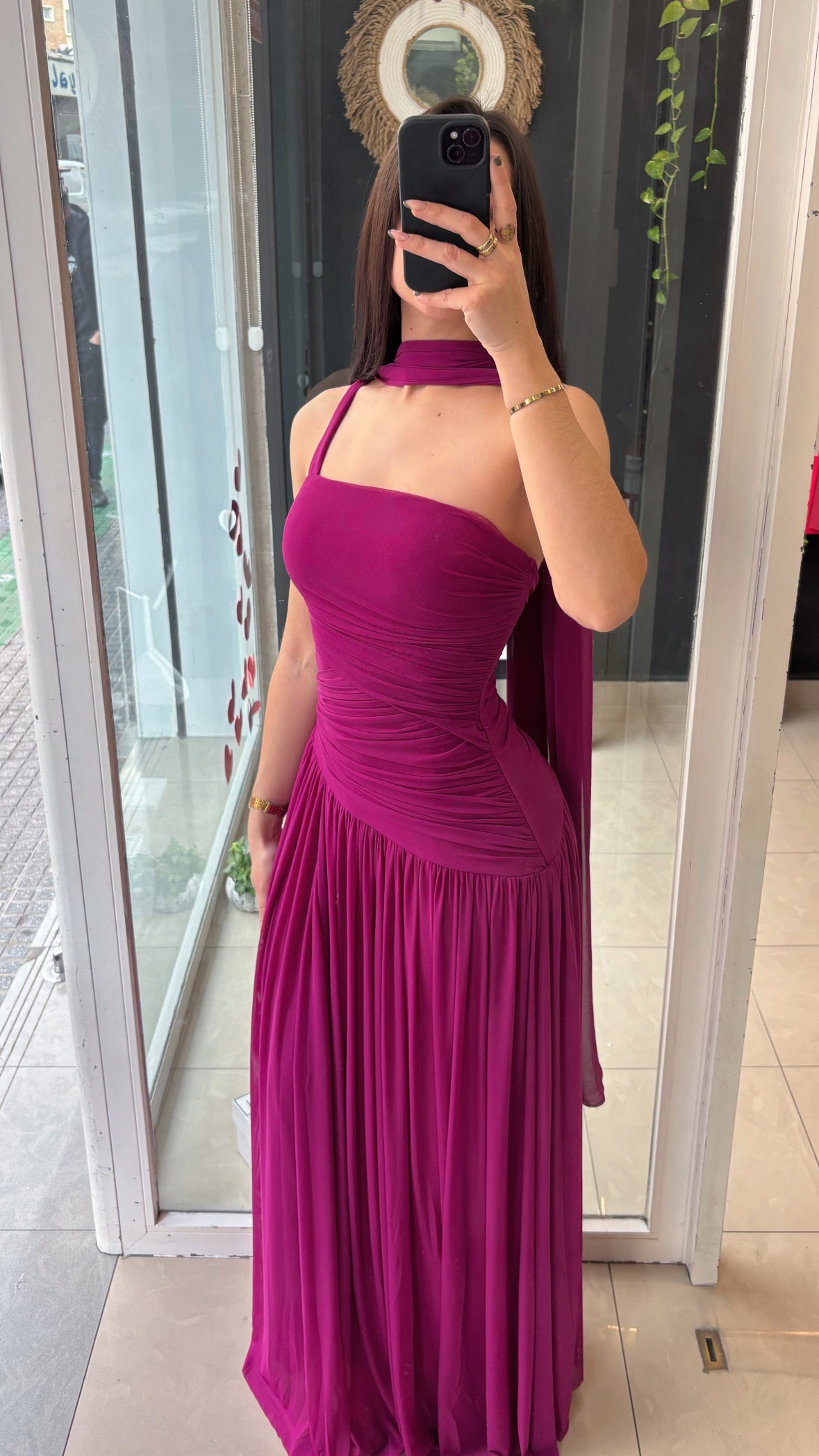 Vestido Drapeado Asimétrico