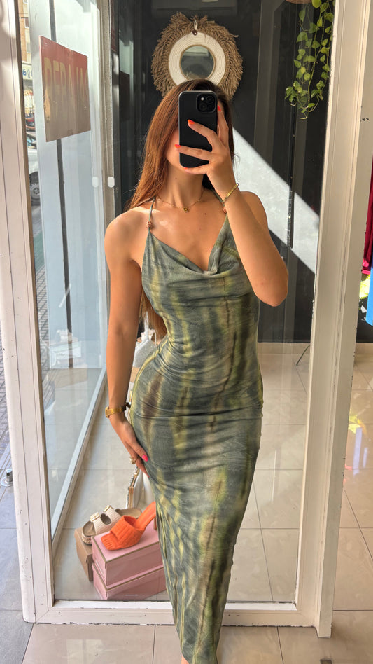 Vestido Estampado Cuentas