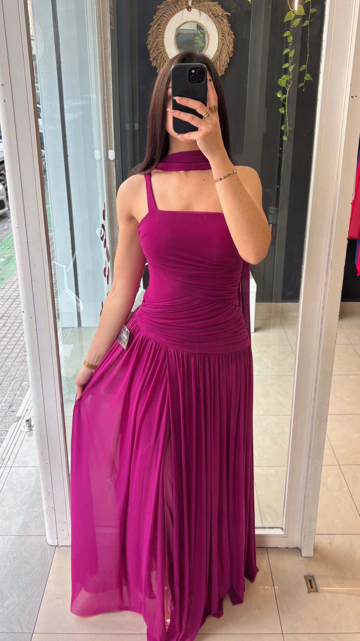 Vestido Drapeado Asimétrico