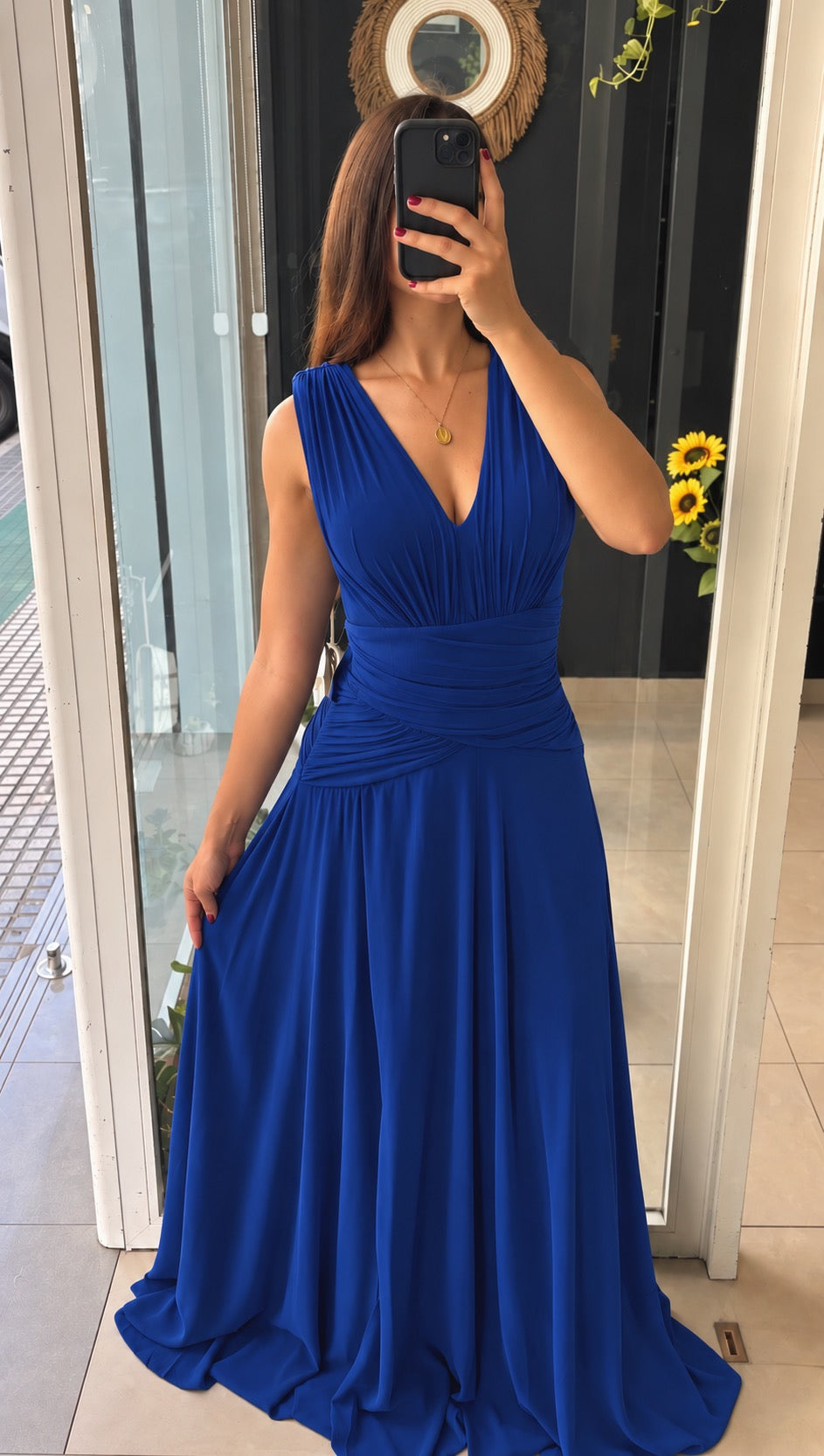 Vestido Gasa Cintura Drapeada