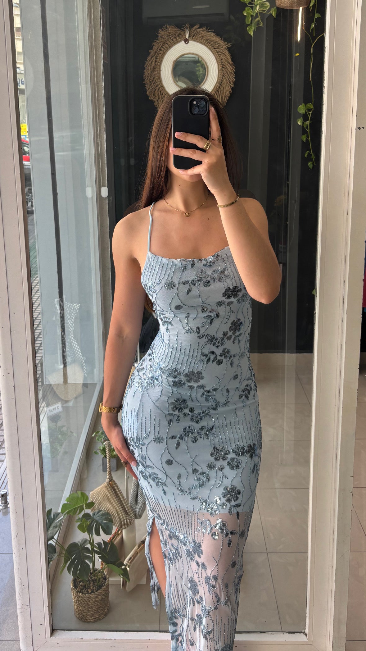 Vestido Lentejuelas Espalda Cruzada
