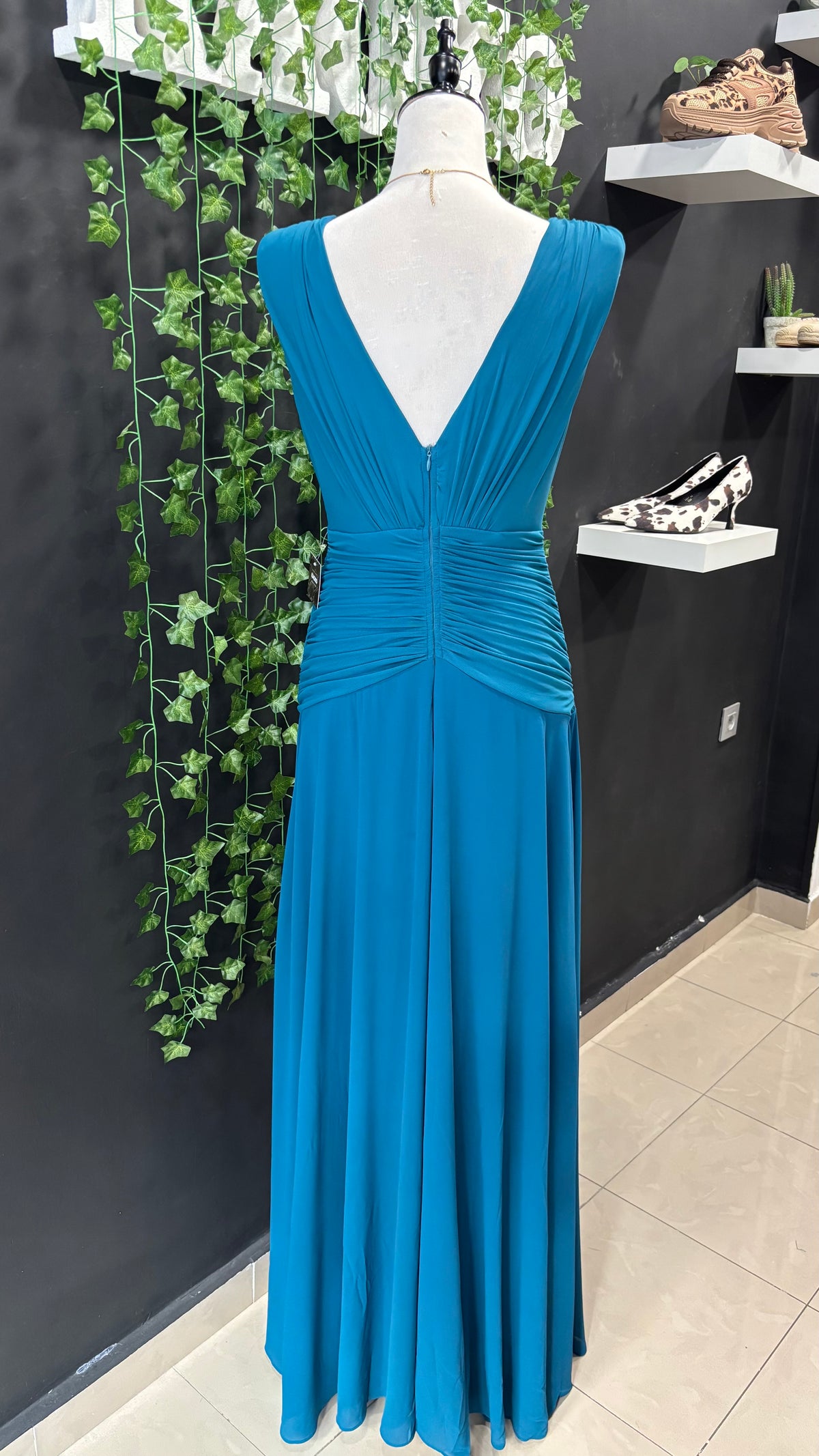 Vestido Gasa Cintura Drapeada