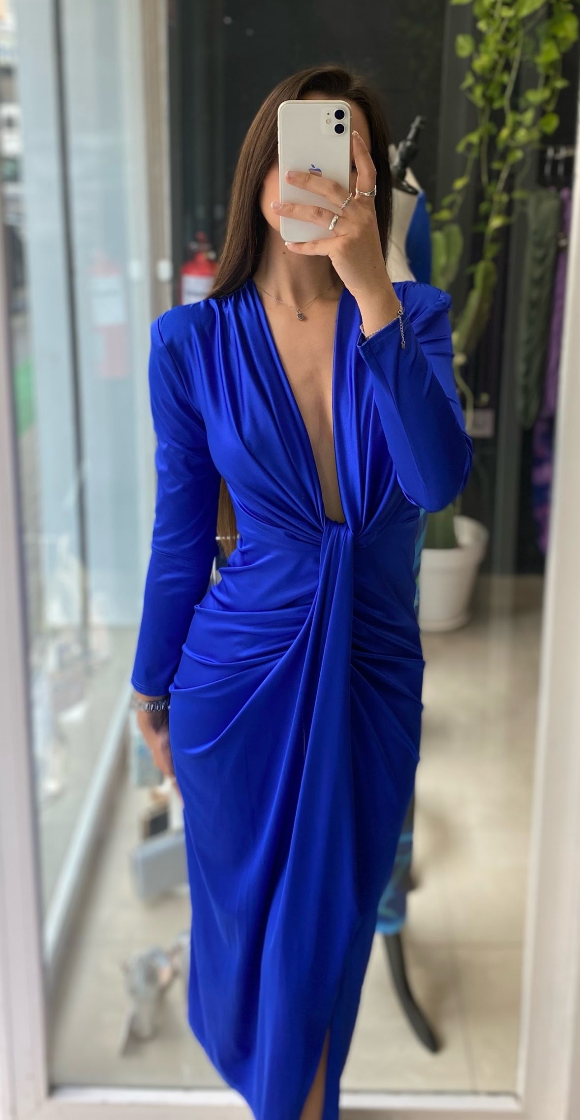 Vestido Midi Hombreras Escote