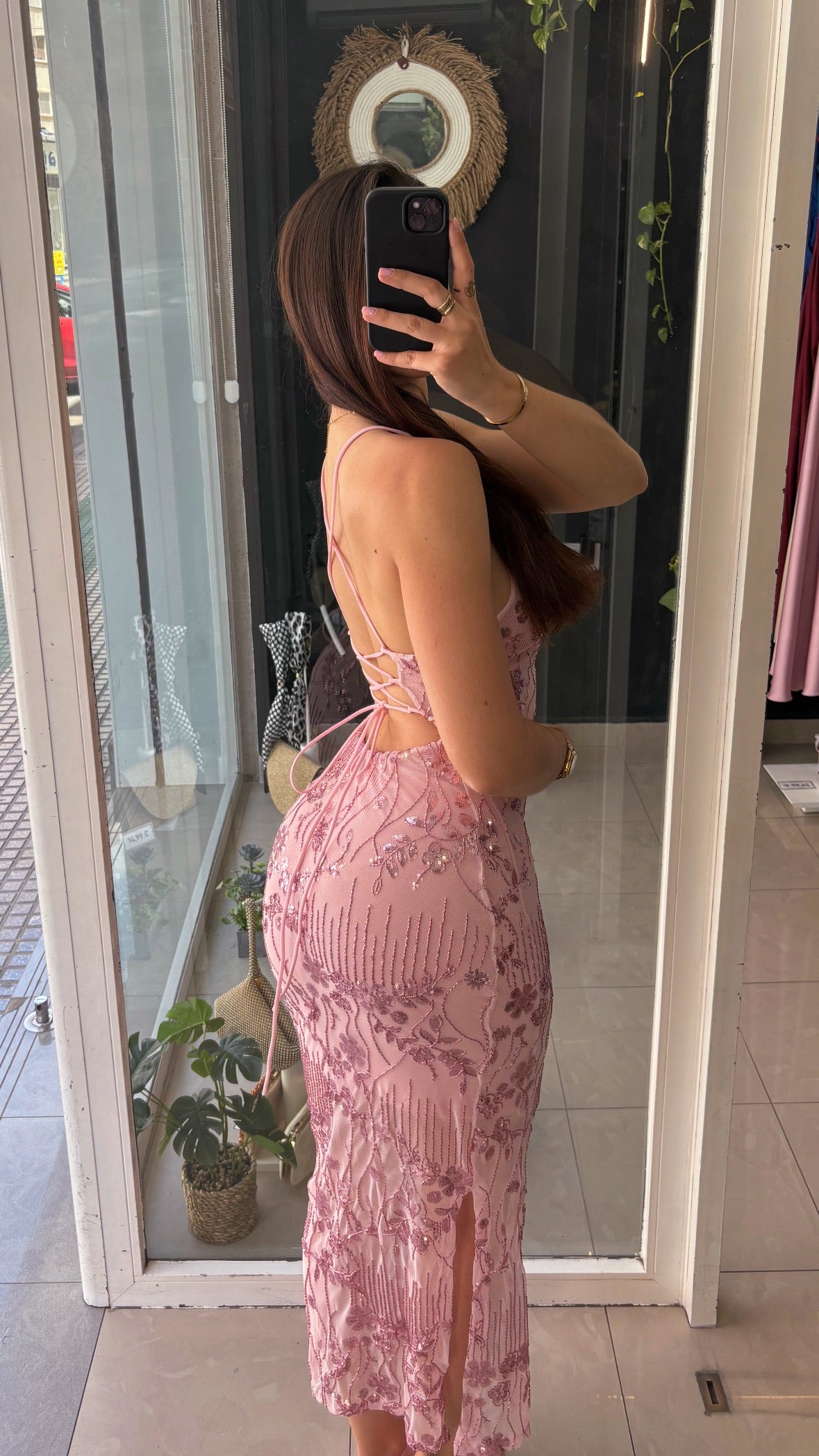 Vestido Lentejuelas Espalda Cruzada