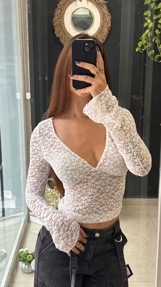 Top Encaje Terciopelo