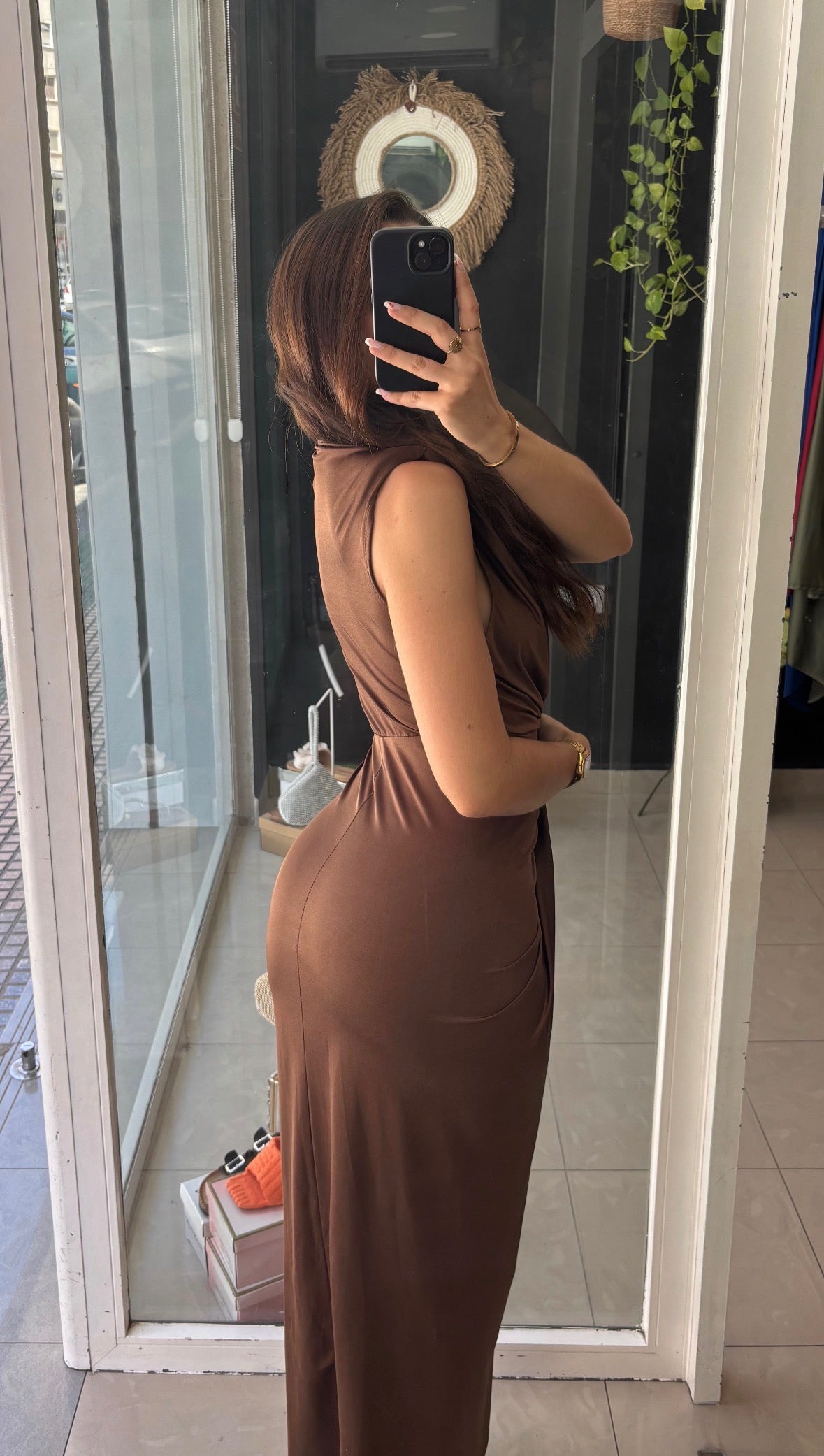 Vestido Midi Hombreras Escote