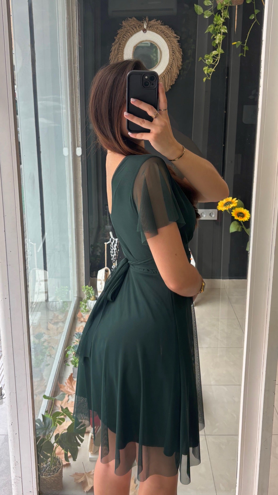 Vestido Corto Gasa Mangas