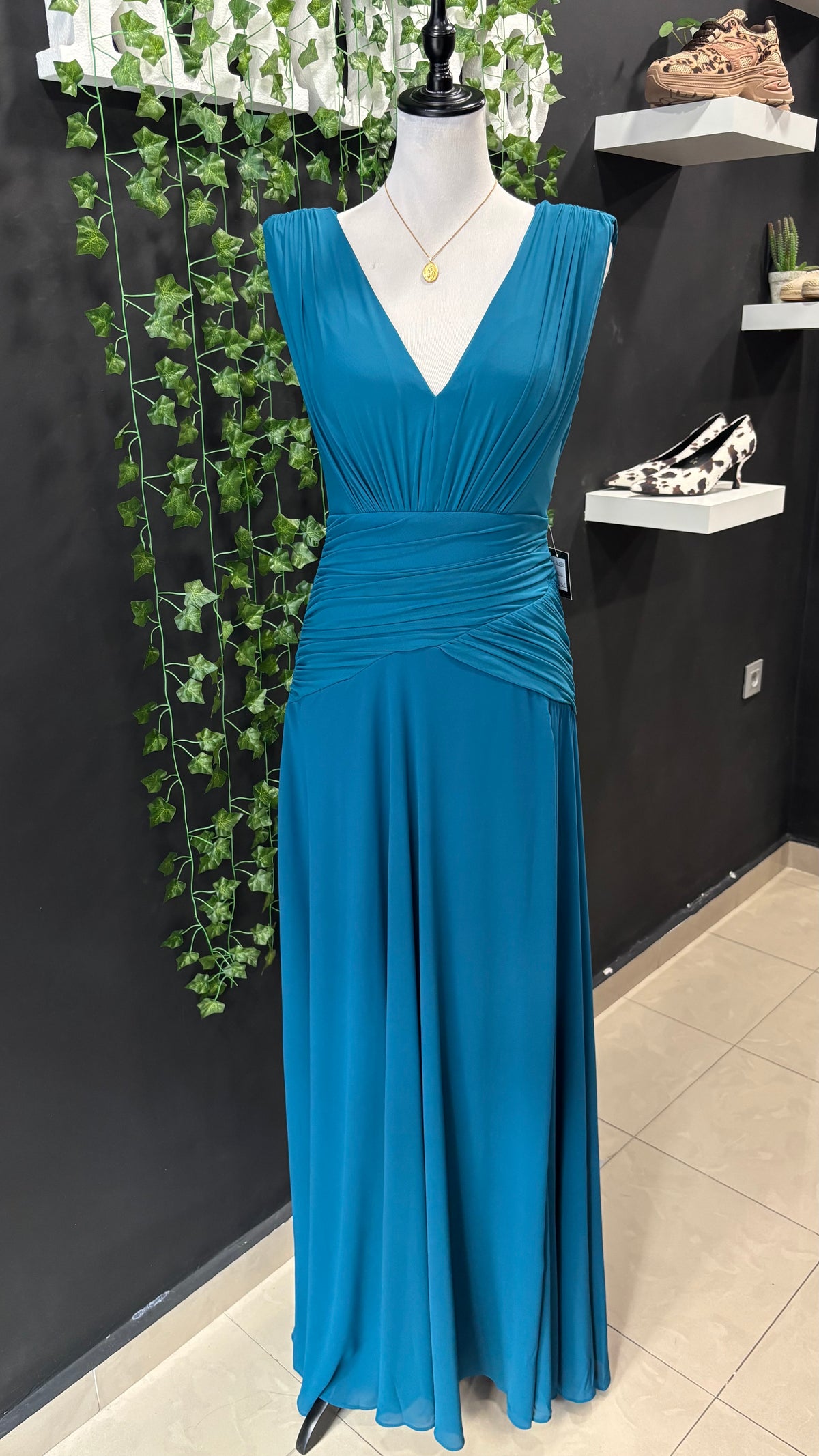 Vestido Gasa Cintura Drapeada