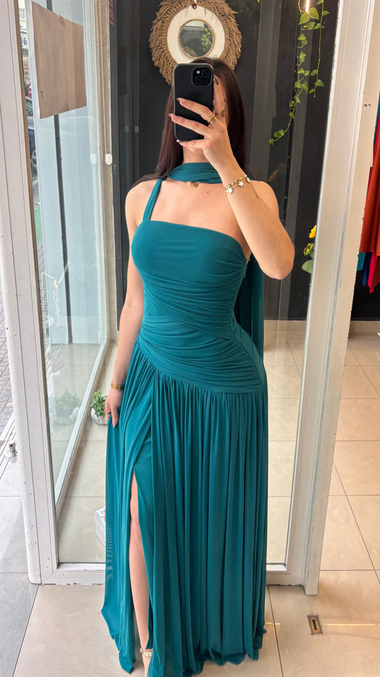 Vestido Drapeado Asimétrico