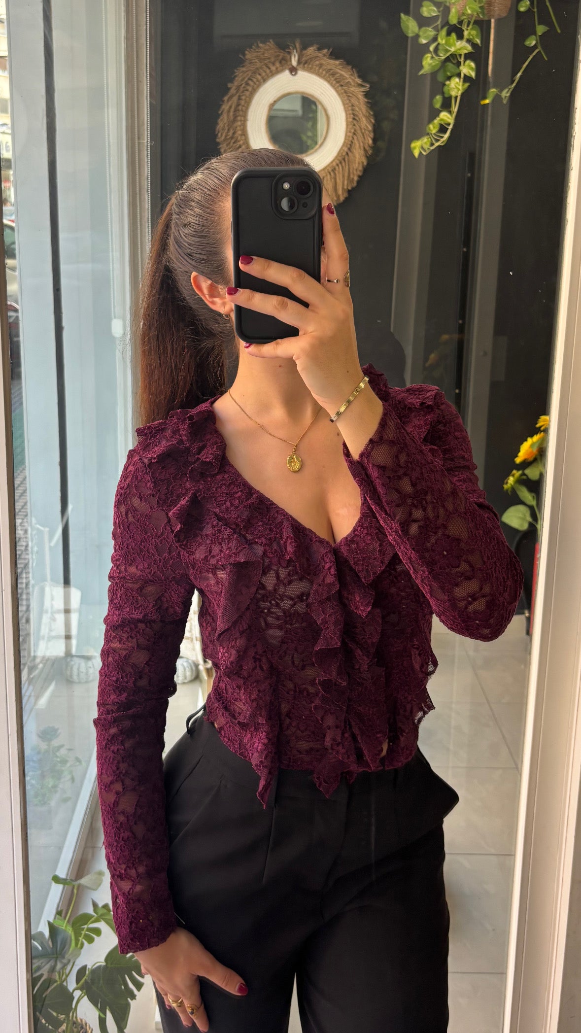 Blusa Encaje Terciopelo