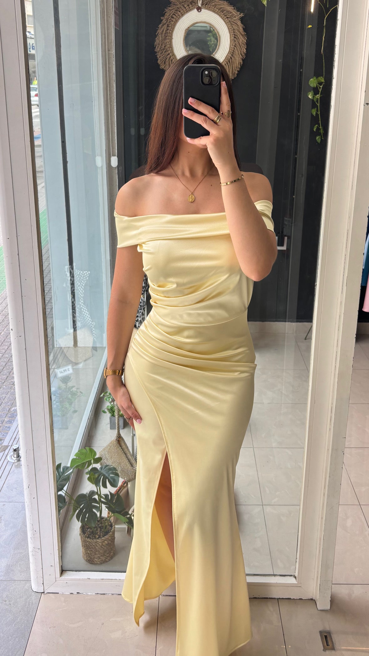 Vestido Palabra Honor Satinado