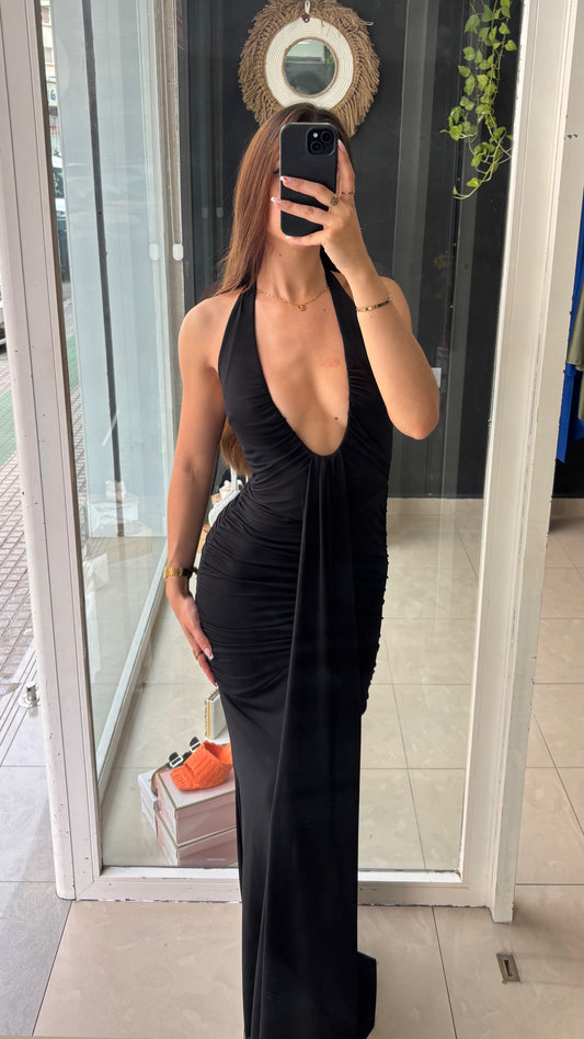 Vestido Fruncidos Negro