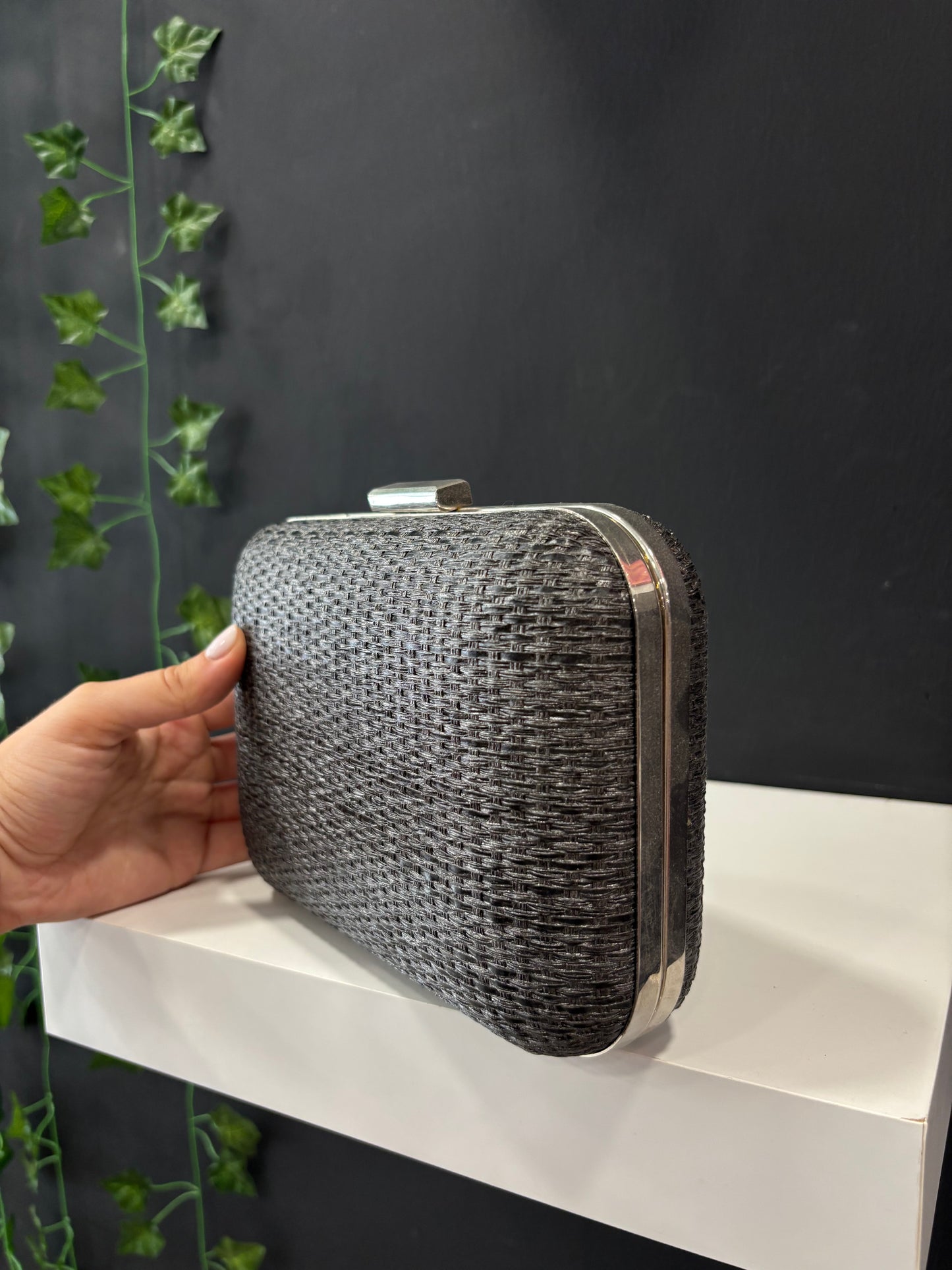 Bolso Mimbre Grisáceo