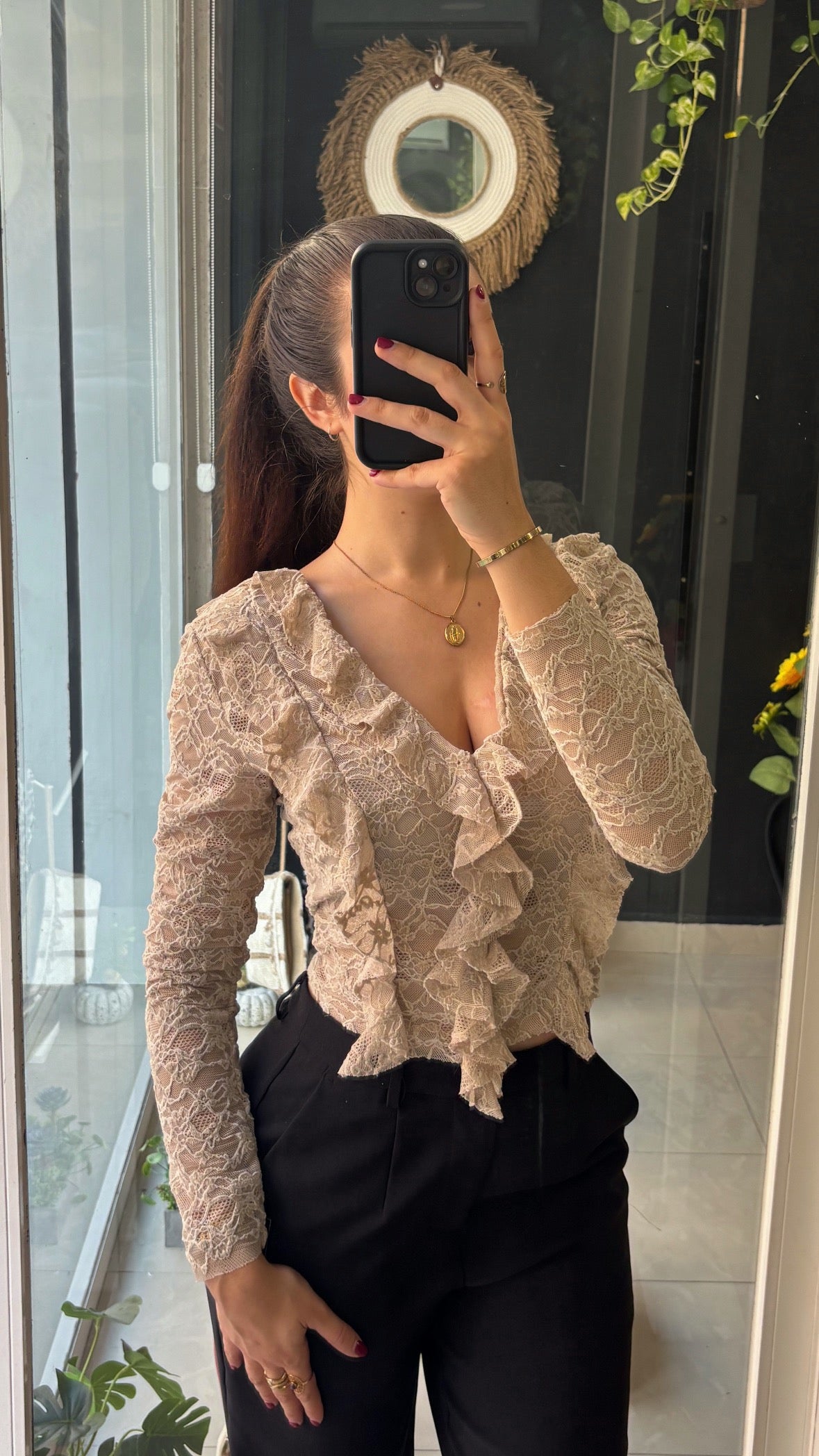 Blusa Encaje Terciopelo
