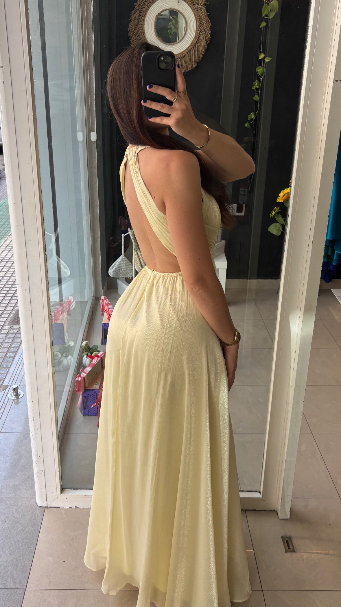 Vestido Brillo Vuelo Halter