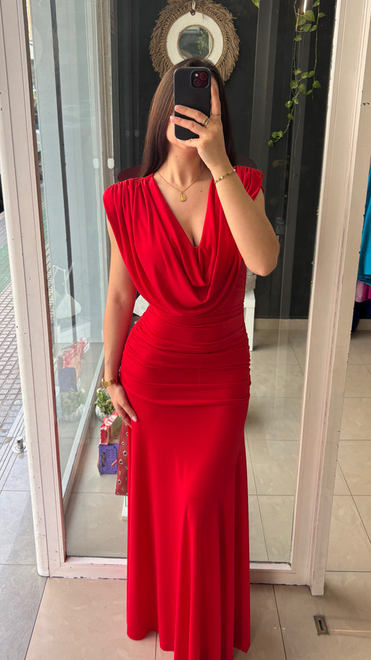 Vestido Hombreras Cascada