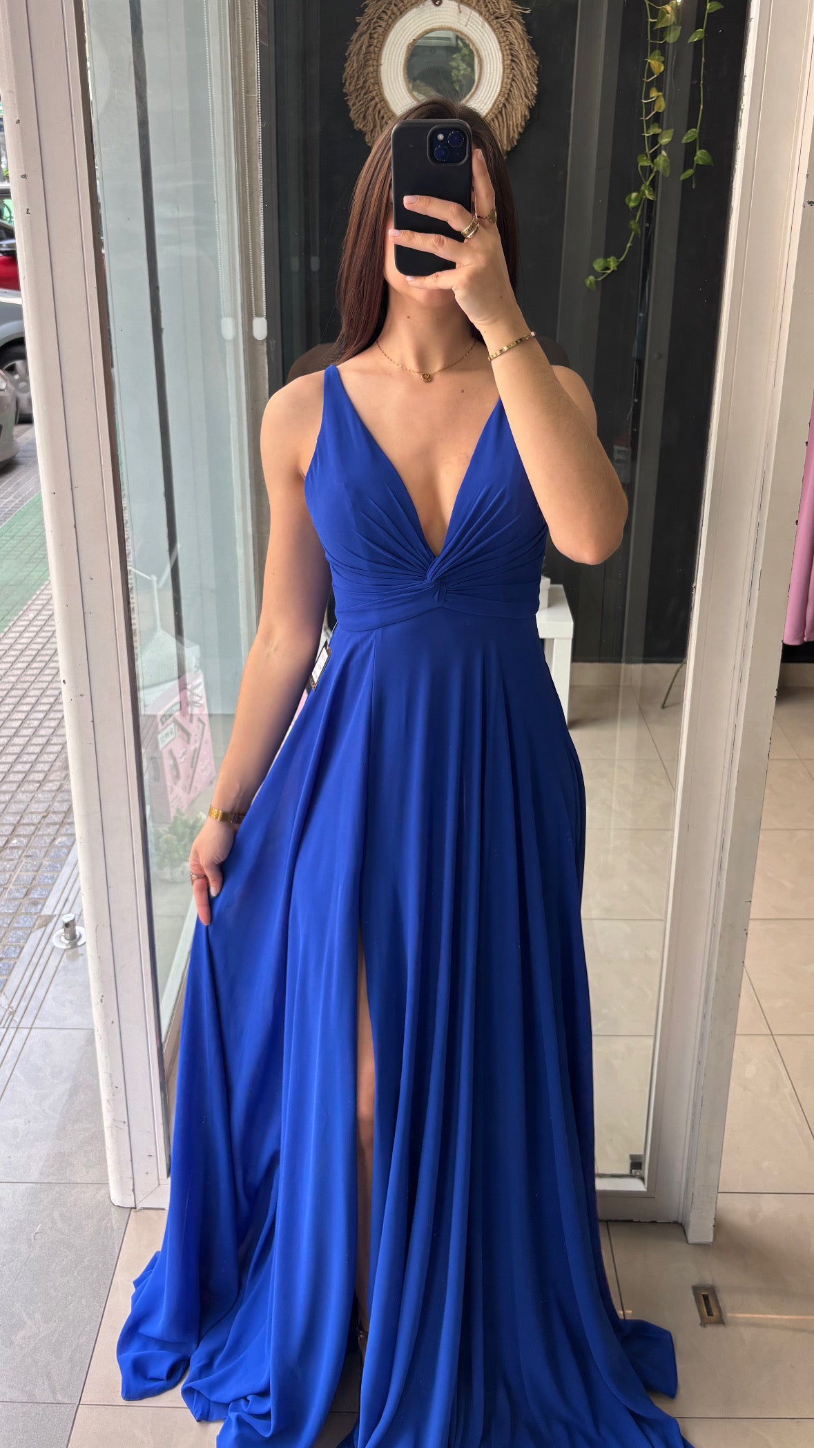 Vestido Gasa Nudo Escote
