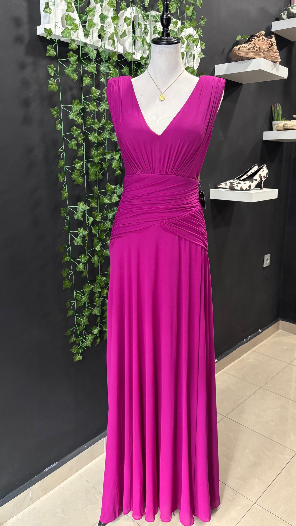 Vestido Gasa Cintura Drapeada