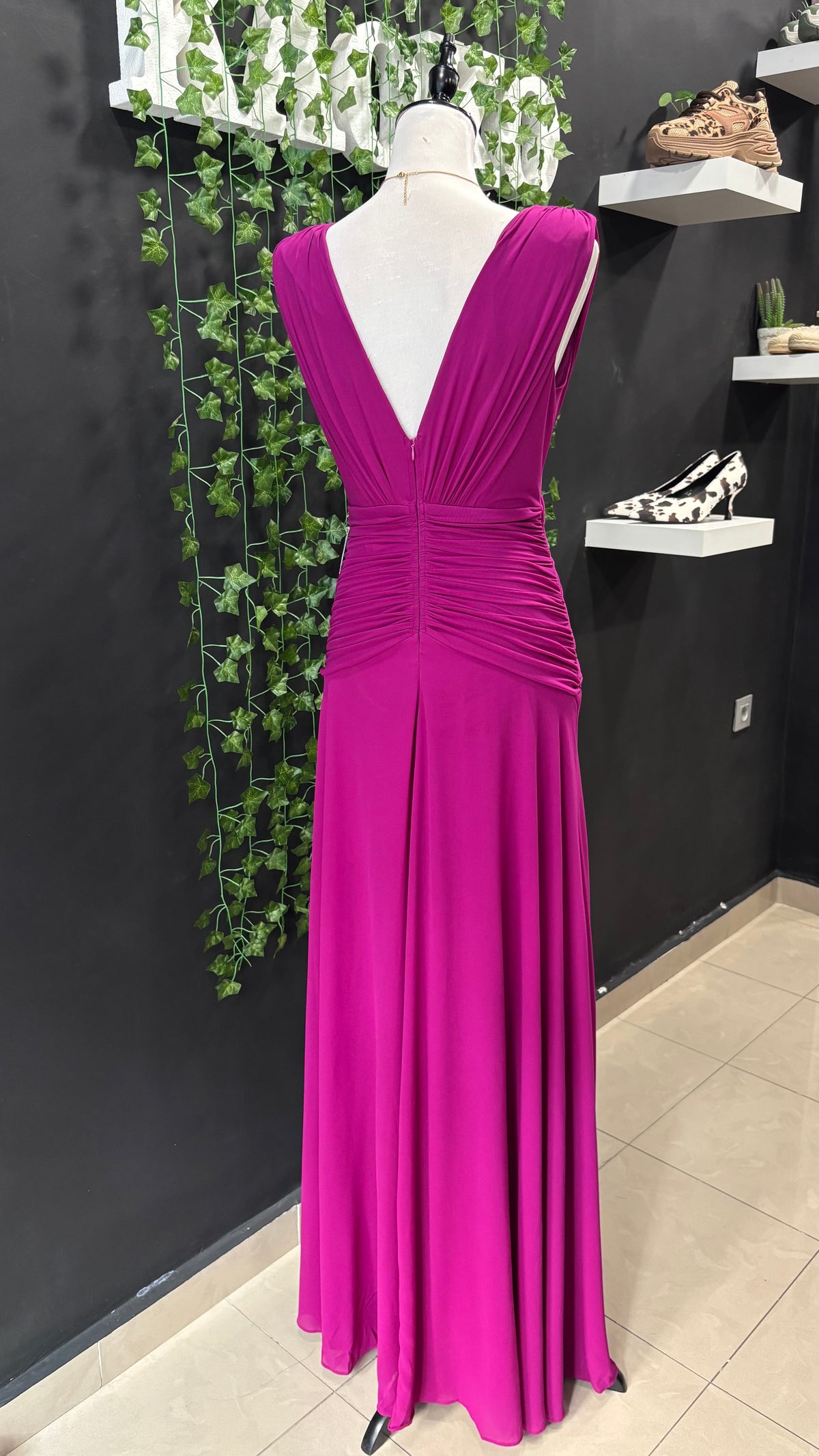 Vestido Gasa Cintura Drapeada