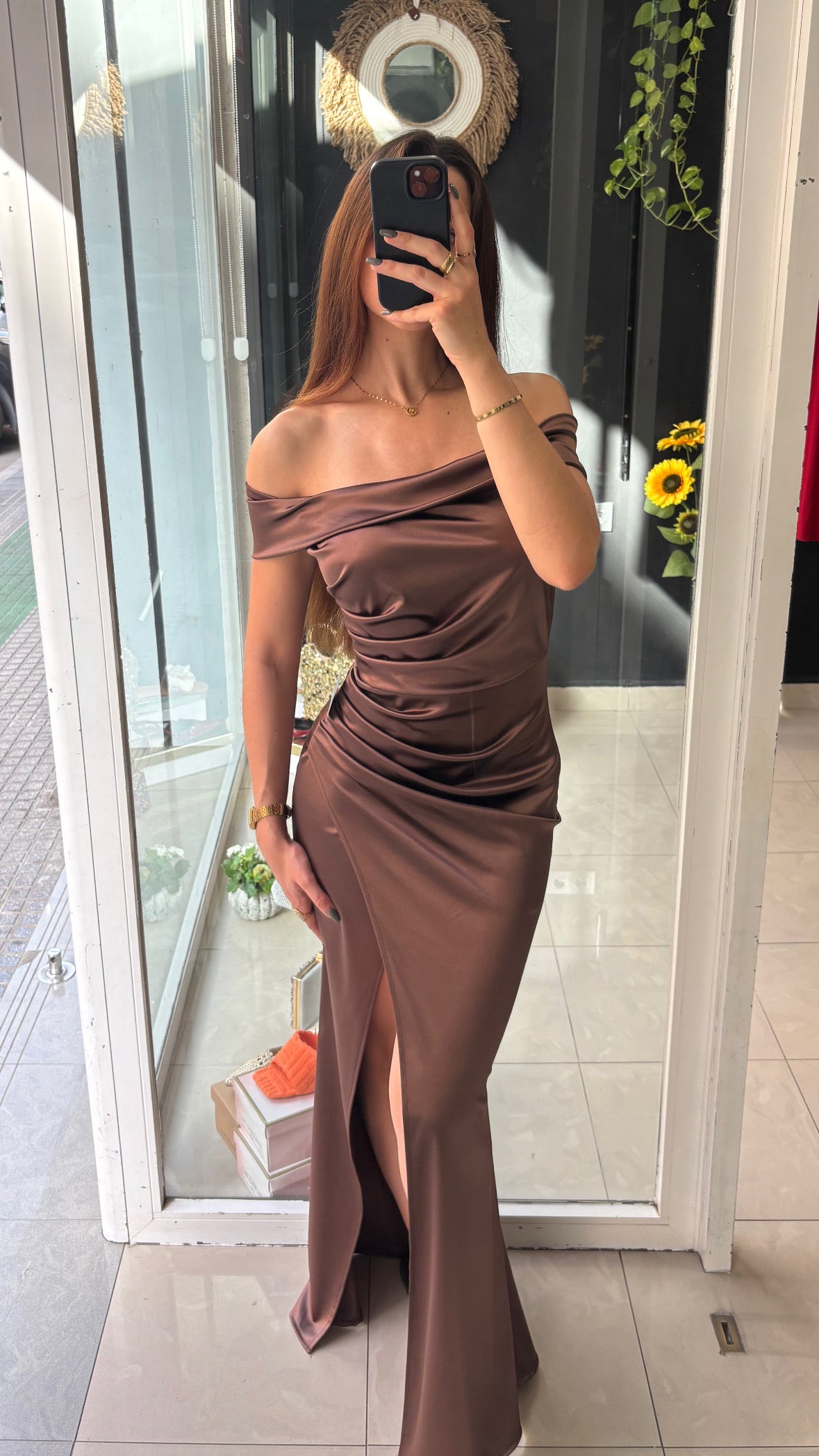 Vestido Palabra Honor Satinado