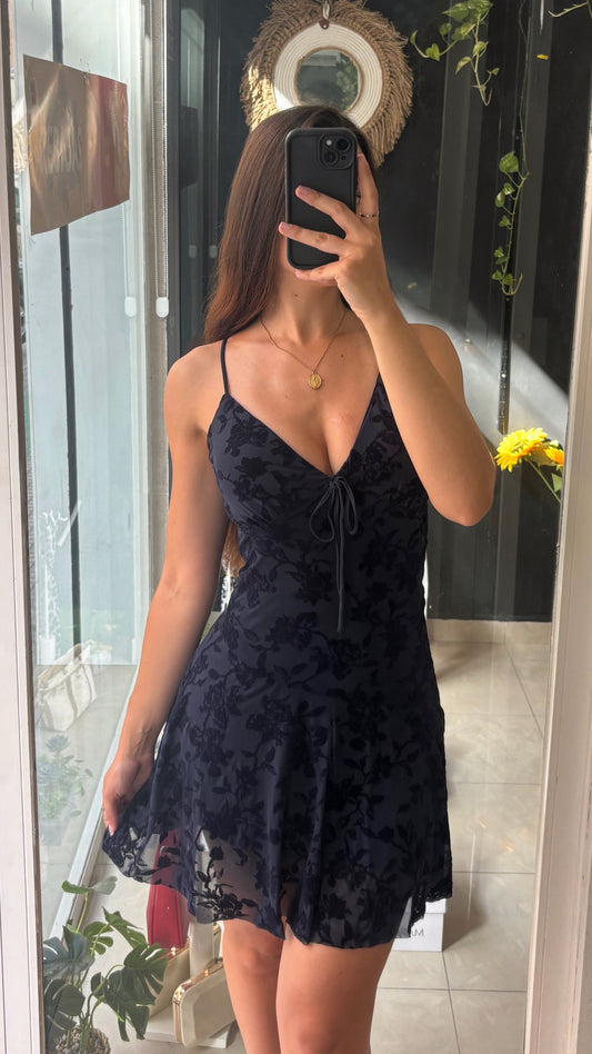 Vestido Vuelo Flores Terciopelo