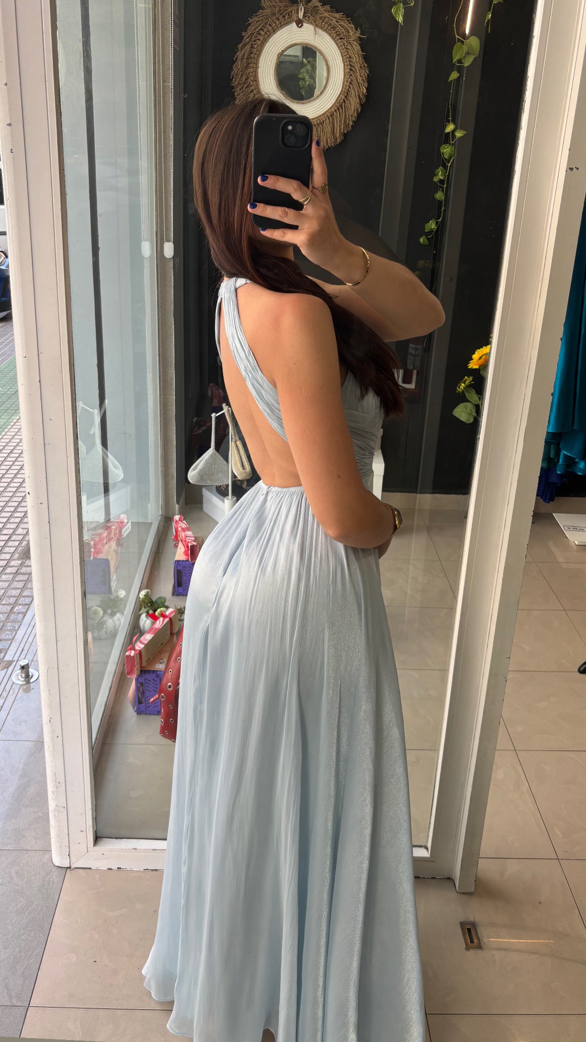 Vestido Brillo Vuelo Halter